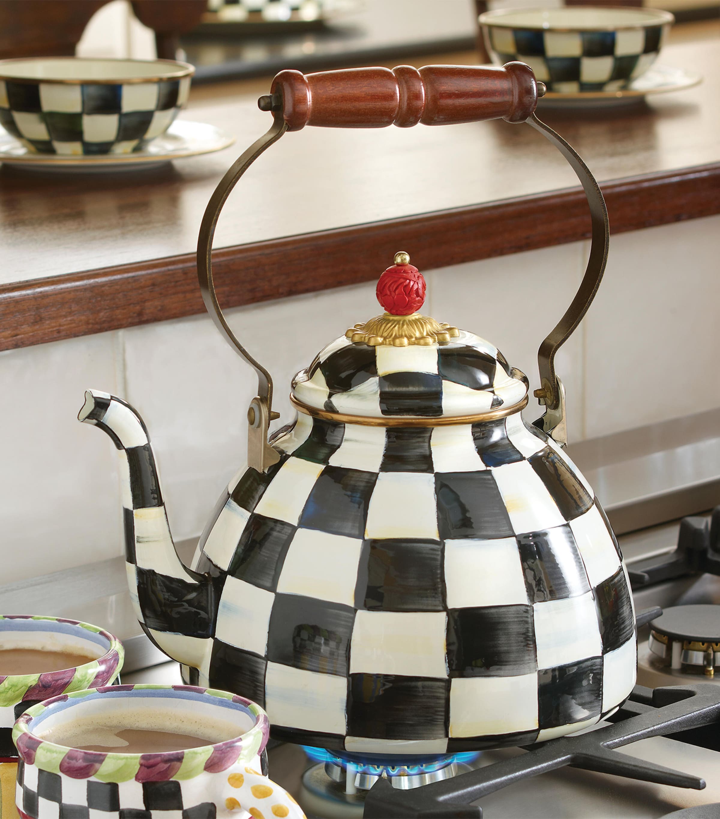 Mackenzie Childs Courtly Check high quality Tea Kettl