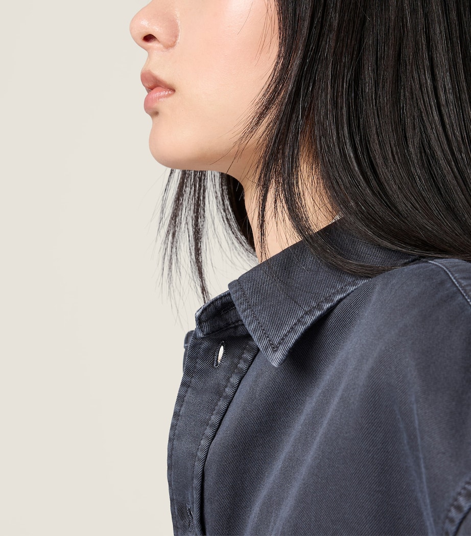 Miu Miu Womens Denim Distressed Logo Shirt Image 6