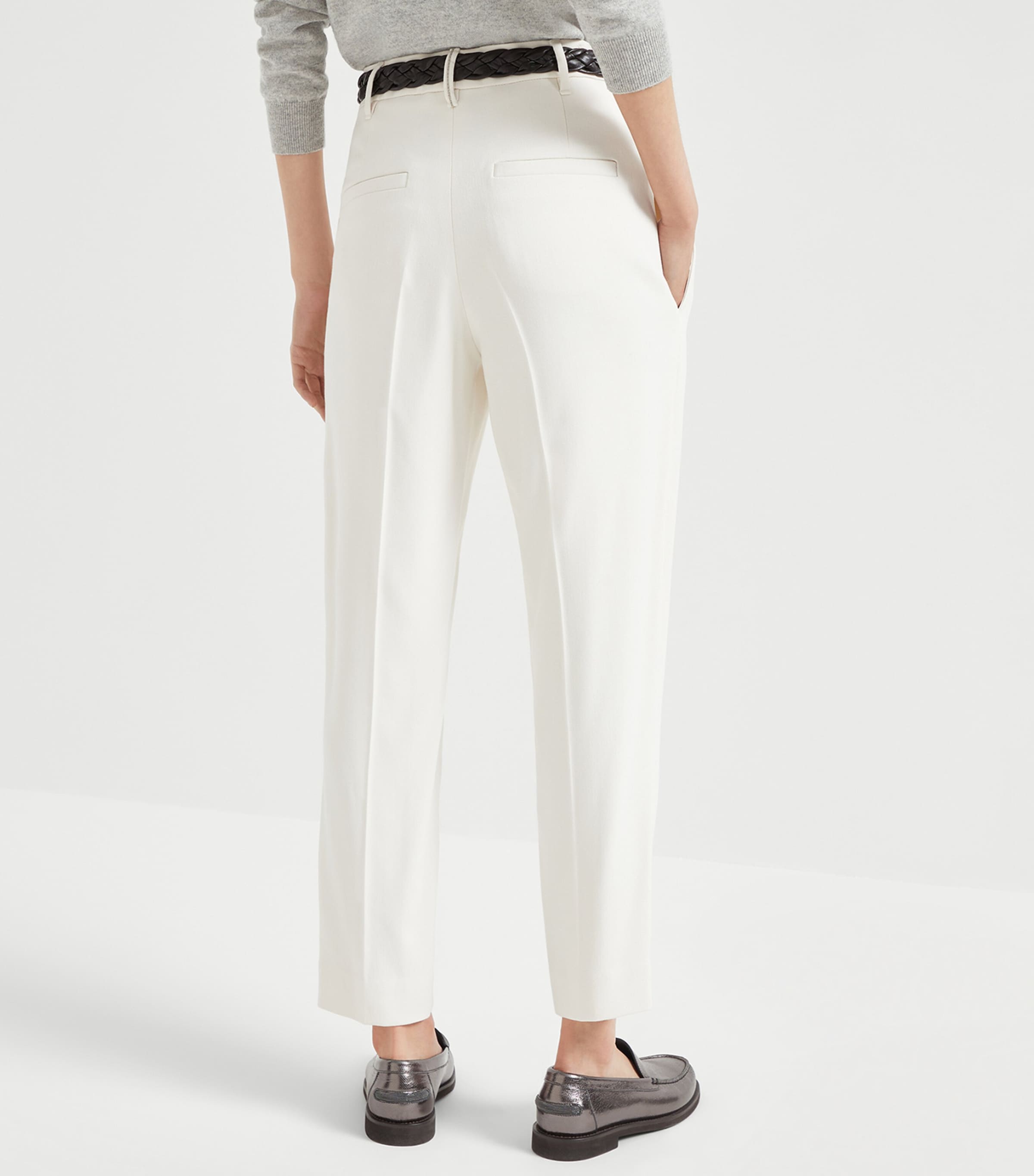 Brunello Cucinelli White Comfort Viscose Couture Twill Slouchy