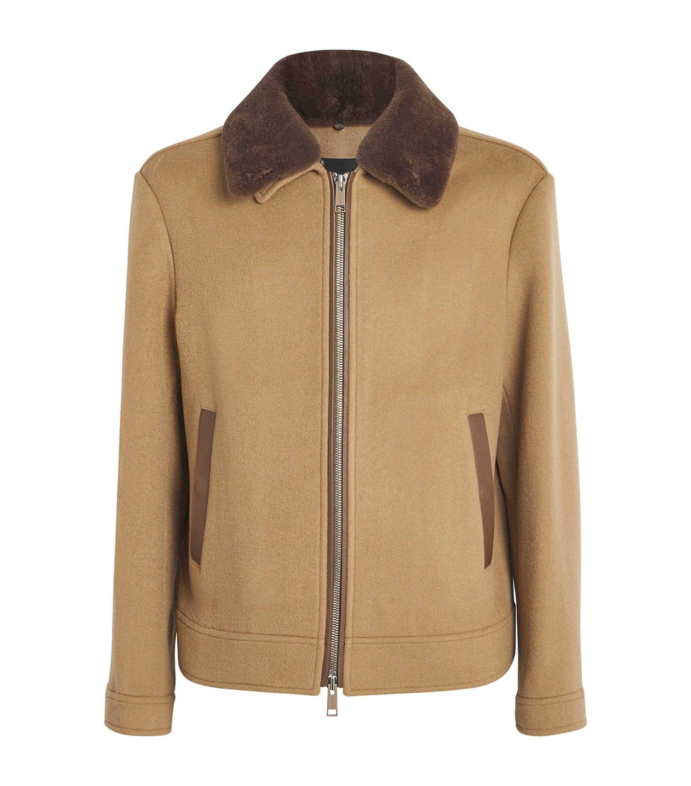 Shop Yves Salomon Detachable-collar Jacket In Beige