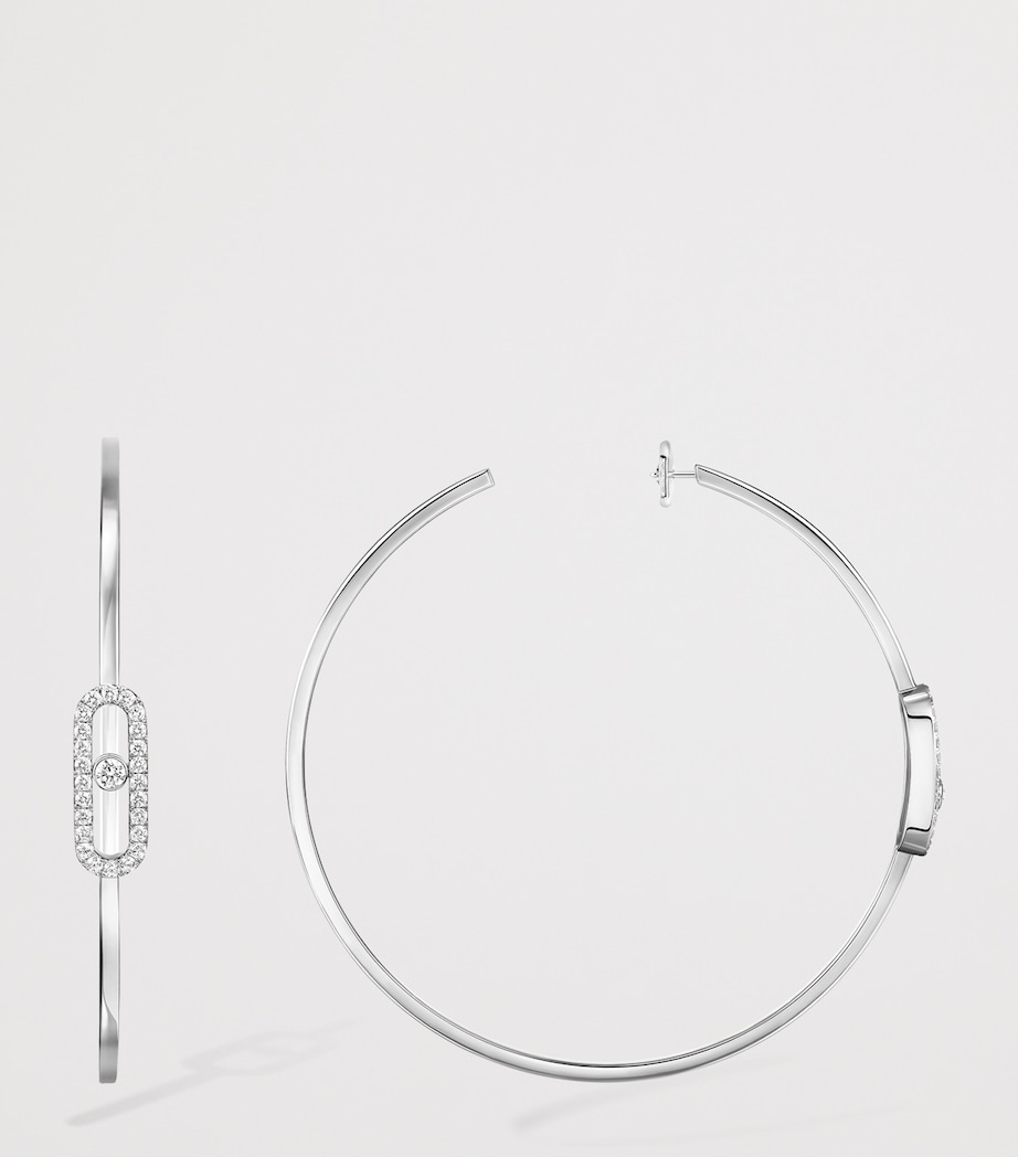 Messika Move Uno White Gold and Diamond Hoop Earrings White Gold Image 3