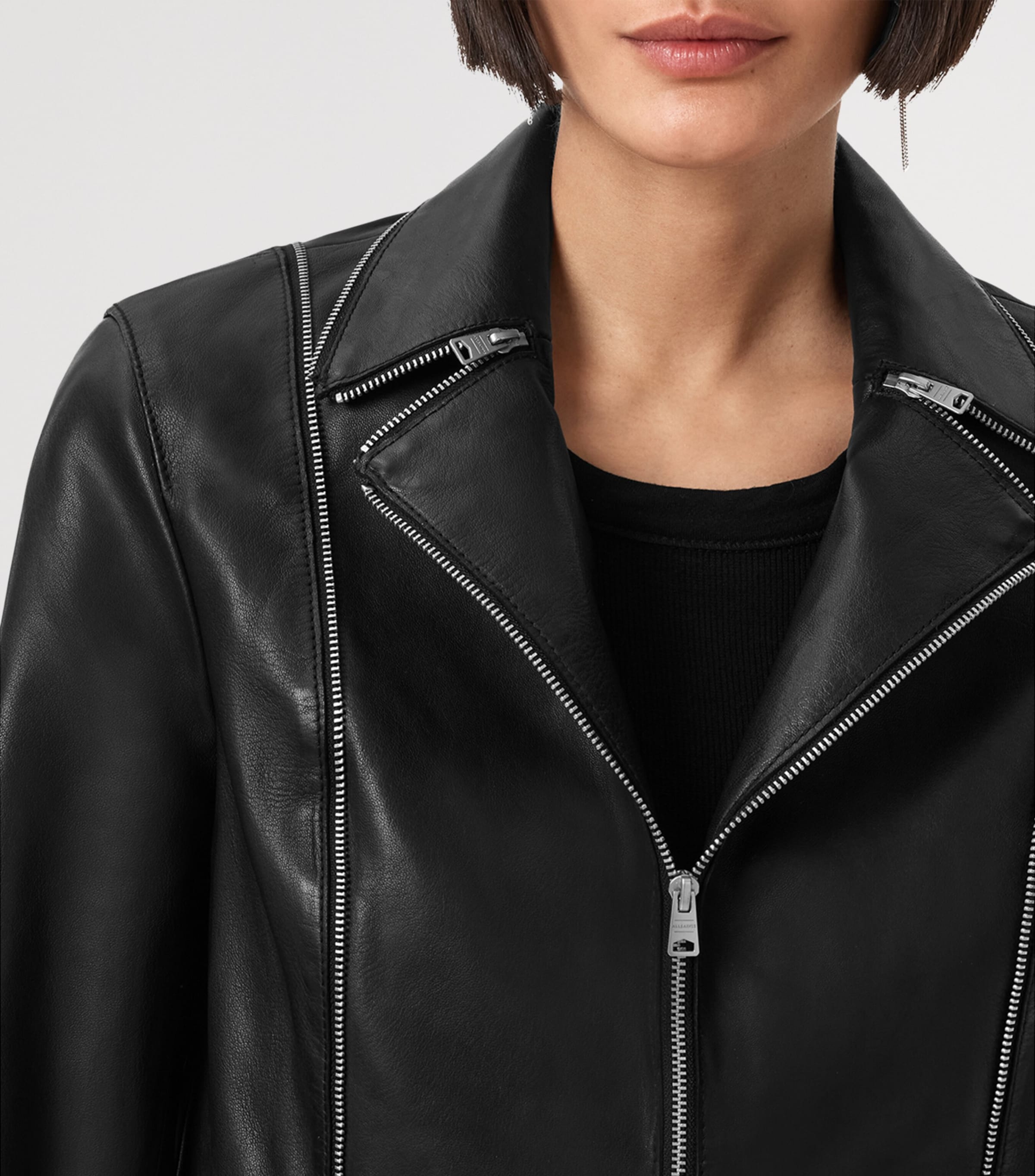 Cropped Landers Leather Jacket BLACK Image 6