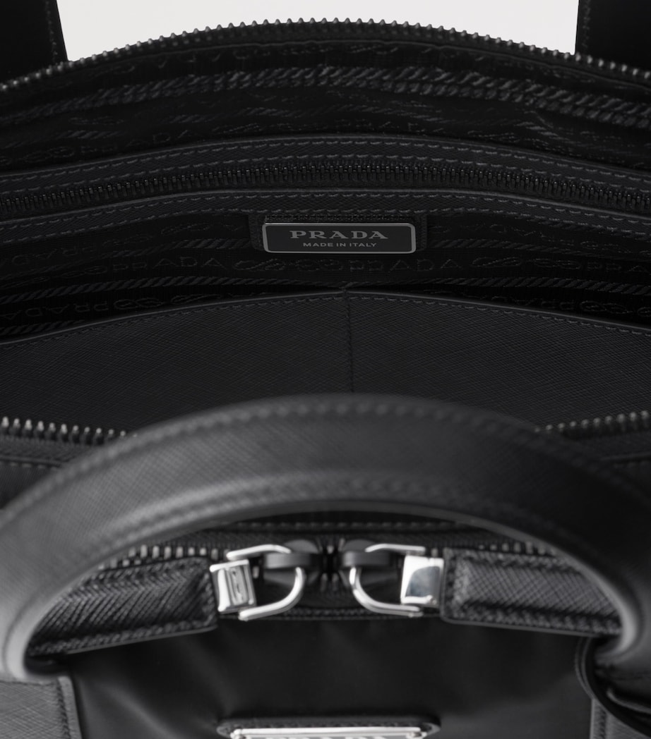 Prada Re-Nylon and Saffiano Leather Briefcase Black Image 4