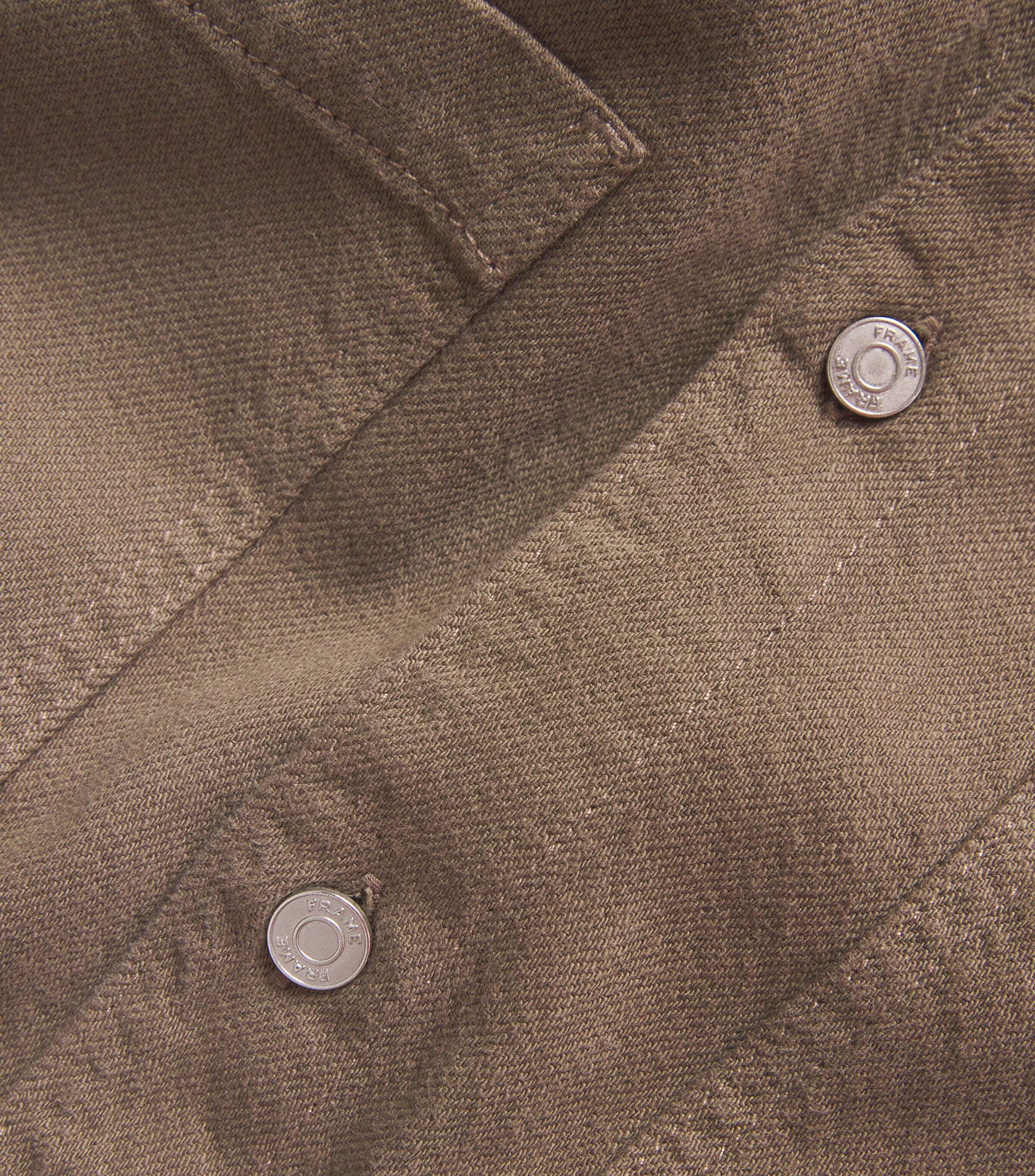 FRAME Mens Cotton Terry Double Pocket Shirt Taupe Image 5