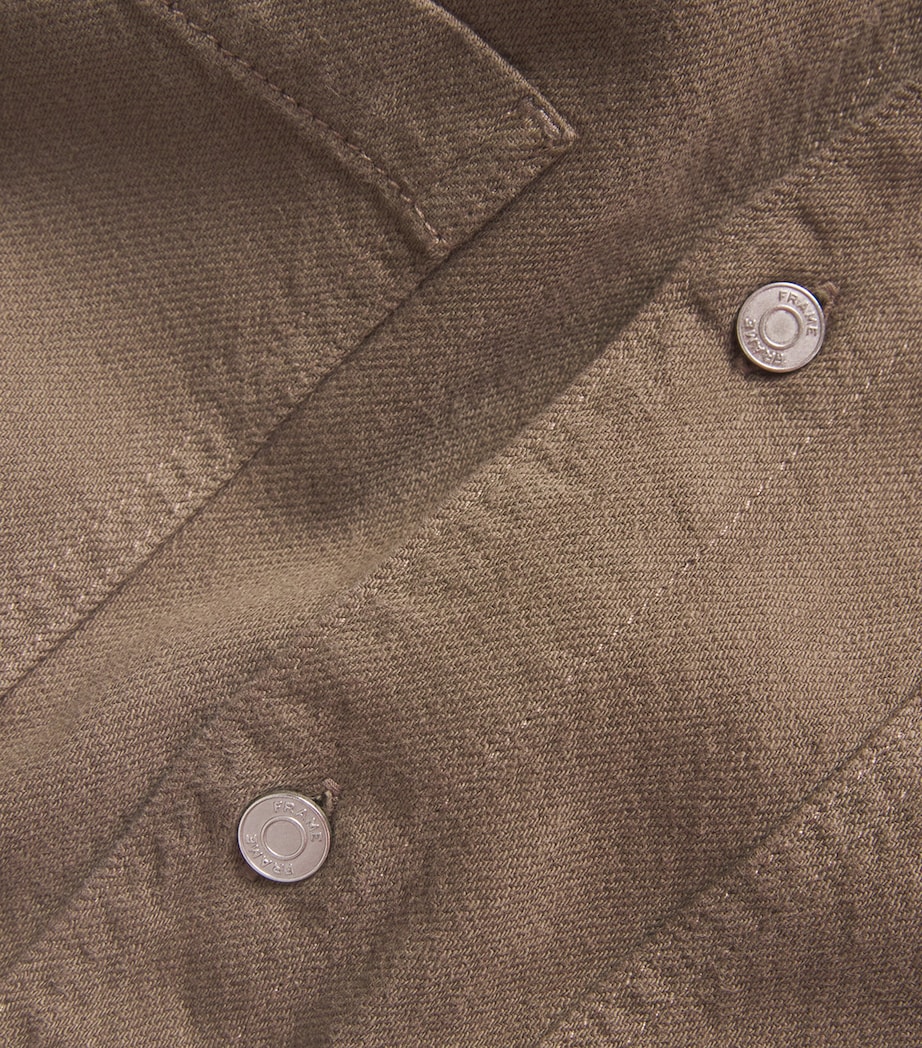 FRAME Mens Cotton Terry Double Pocket Shirt Taupe Image 5