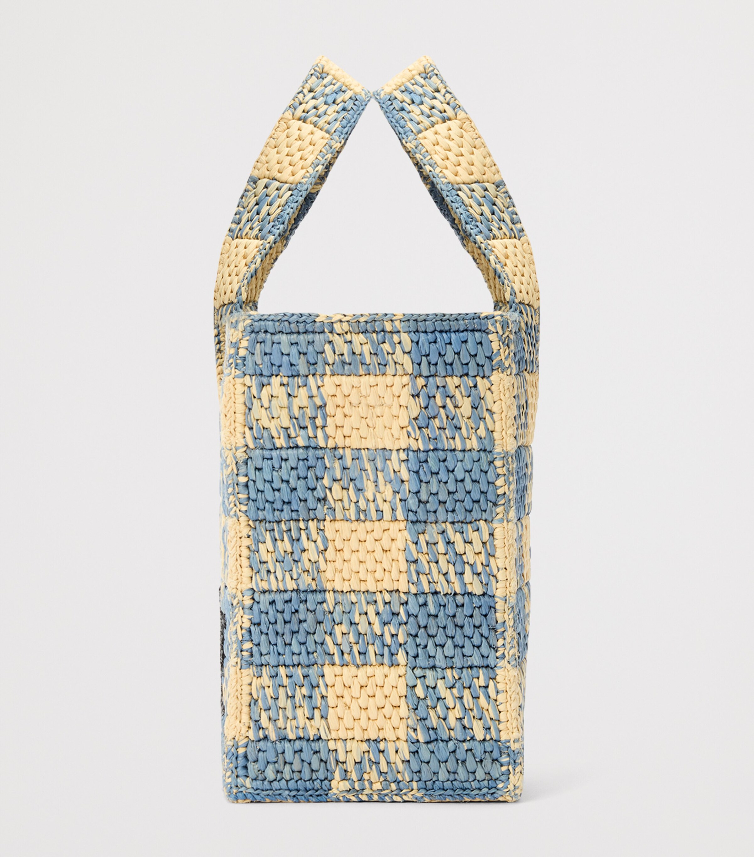 x Paula's Ibiza Small Gingham Font Tote Bag NATURAL/LIGHT BLUE Image 3