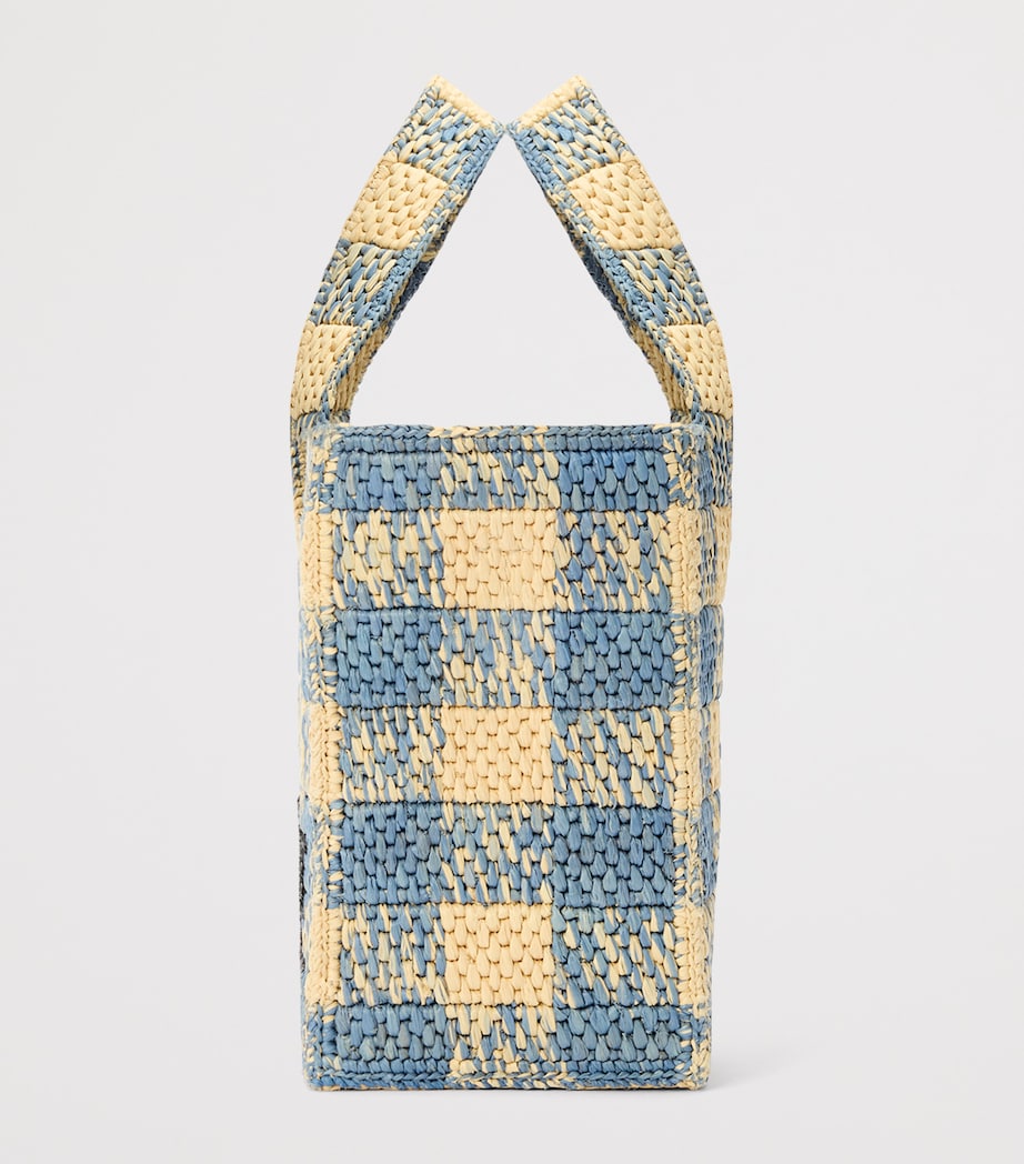 x Paula's Ibiza Small Gingham Font Tote Bag NATURAL/LIGHT BLUE Image 3