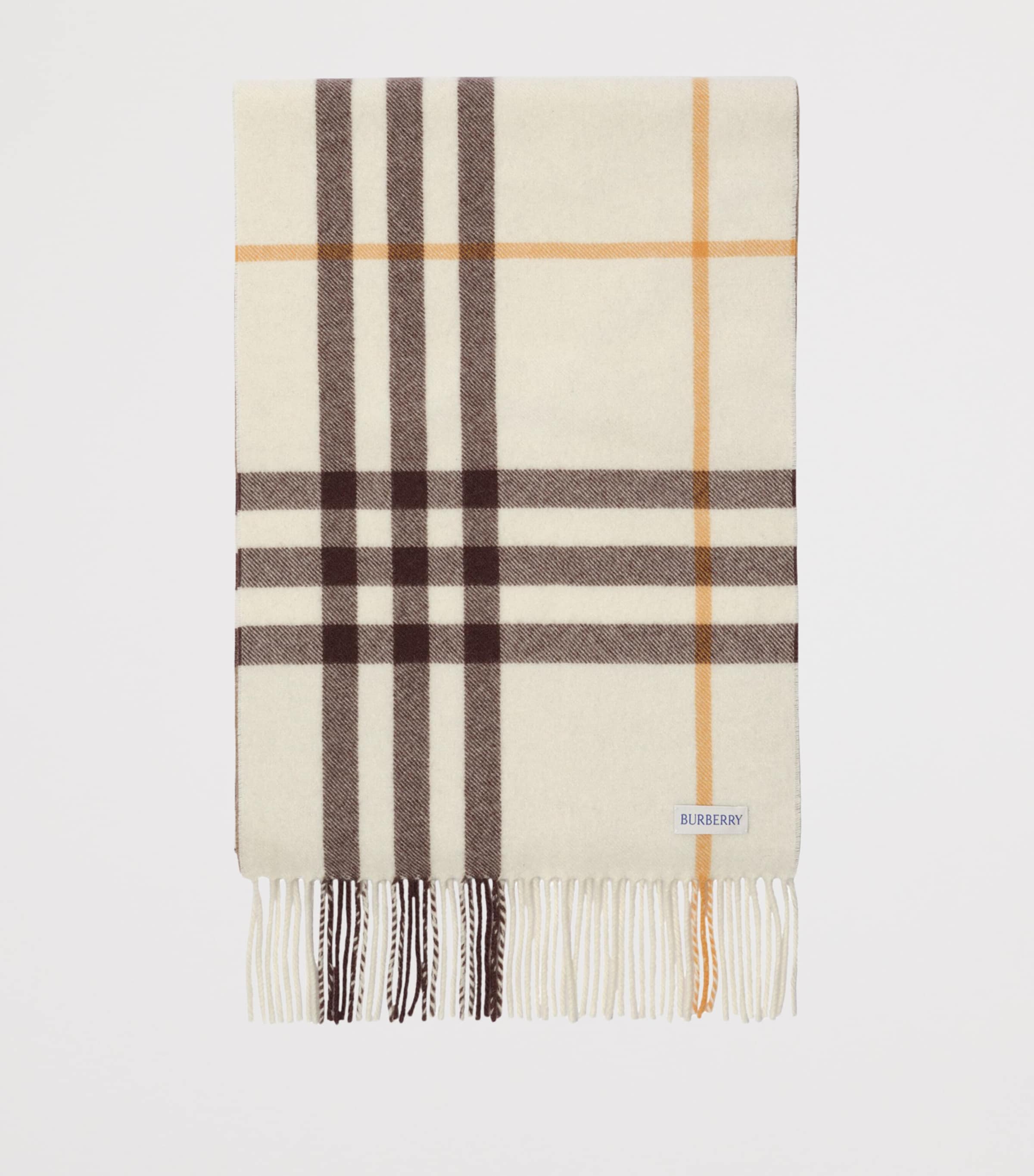 Burberry Cashmere Gradient Check Scarf Vole Beige Image 4