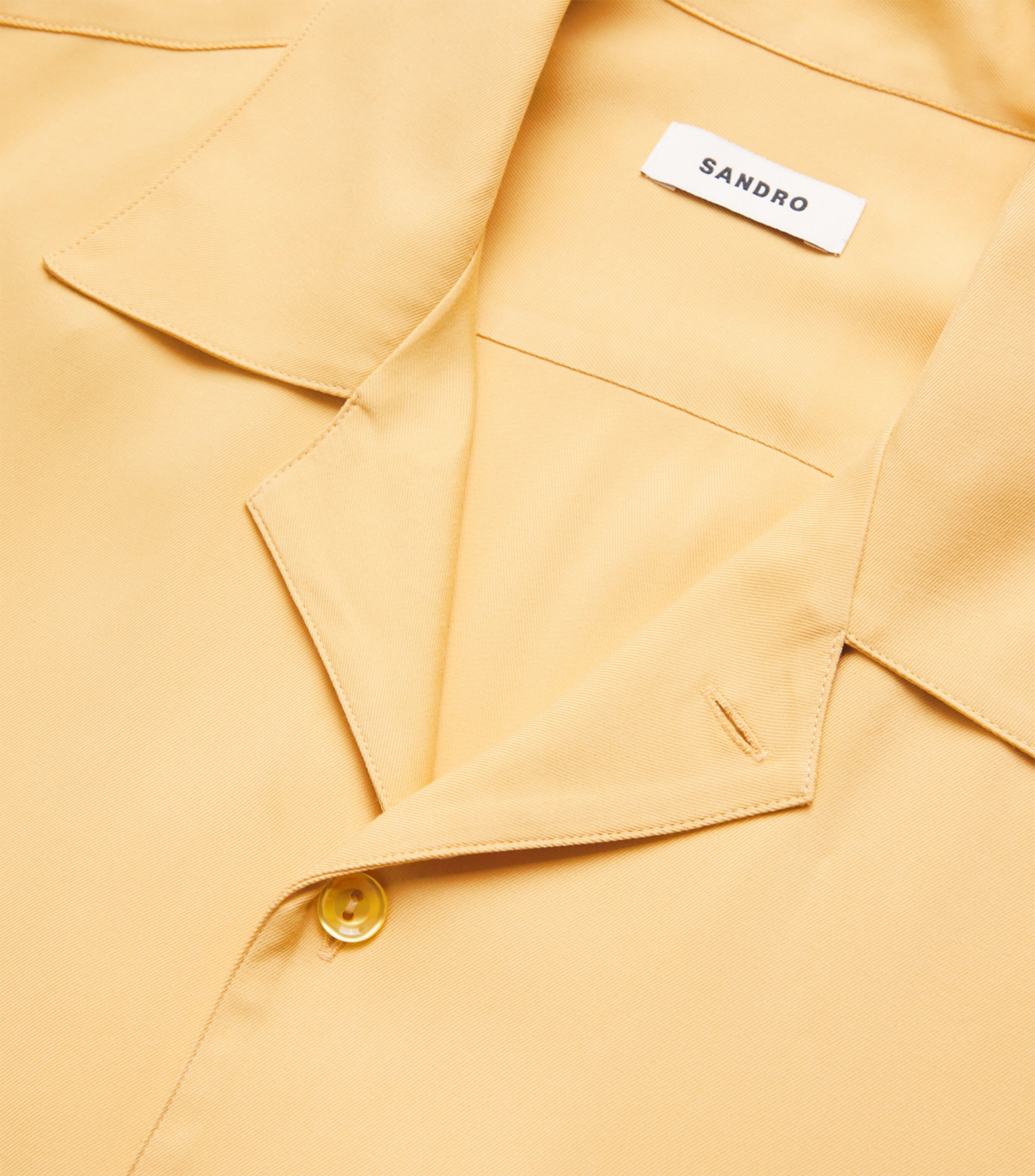 Sandro Paris Mens Linen Short-Sleeve Shirt Light Yellow Image 6
