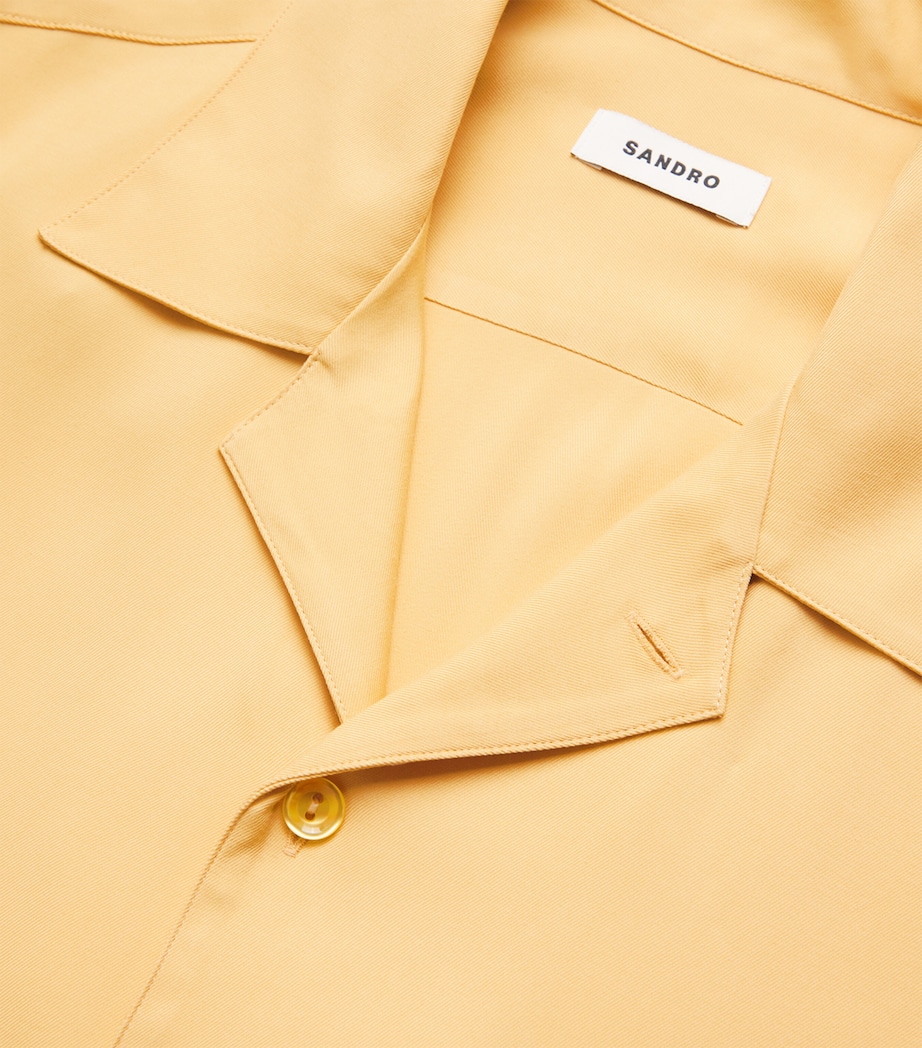 Sandro Paris Mens Linen Short-Sleeve Shirt Light Yellow Image 6