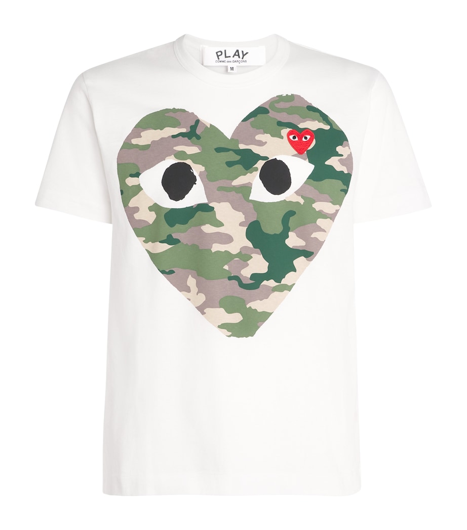 Camouflage Large Heart Logo T-Shirt 1 - WHITE Image 1