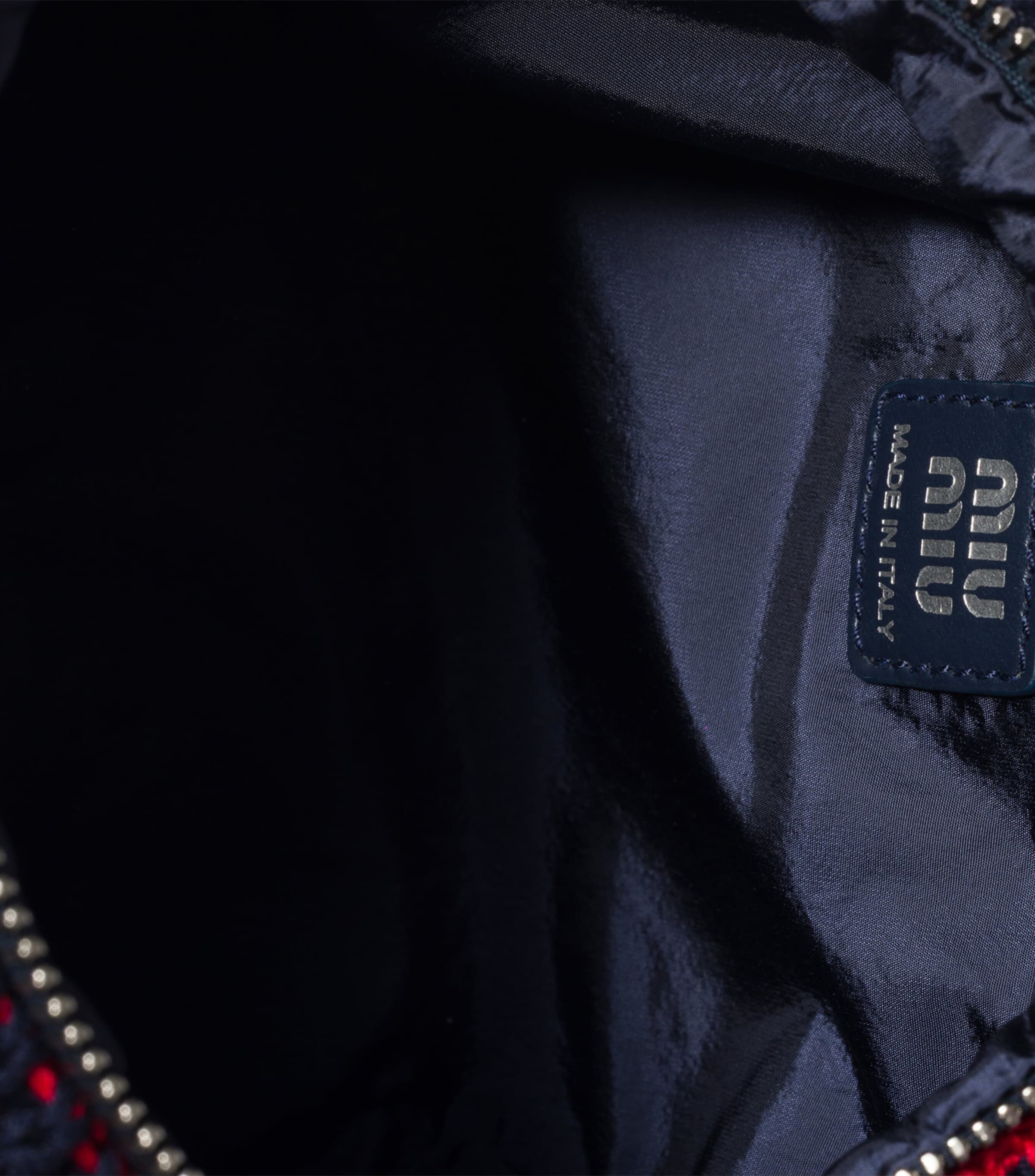 Miu Miu Crochet-Leather Logo Pouch Blue Image 4