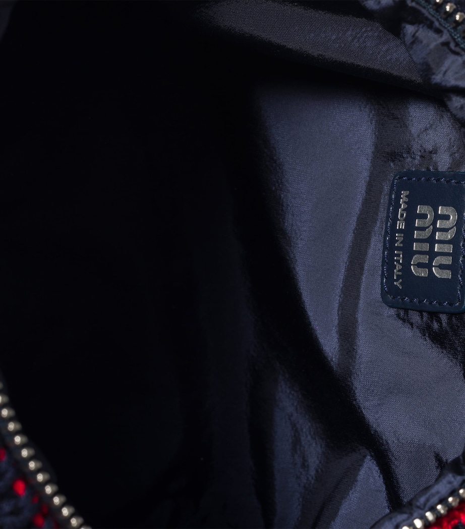 Miu Miu Crochet-Leather Logo Pouch Blue Image 4