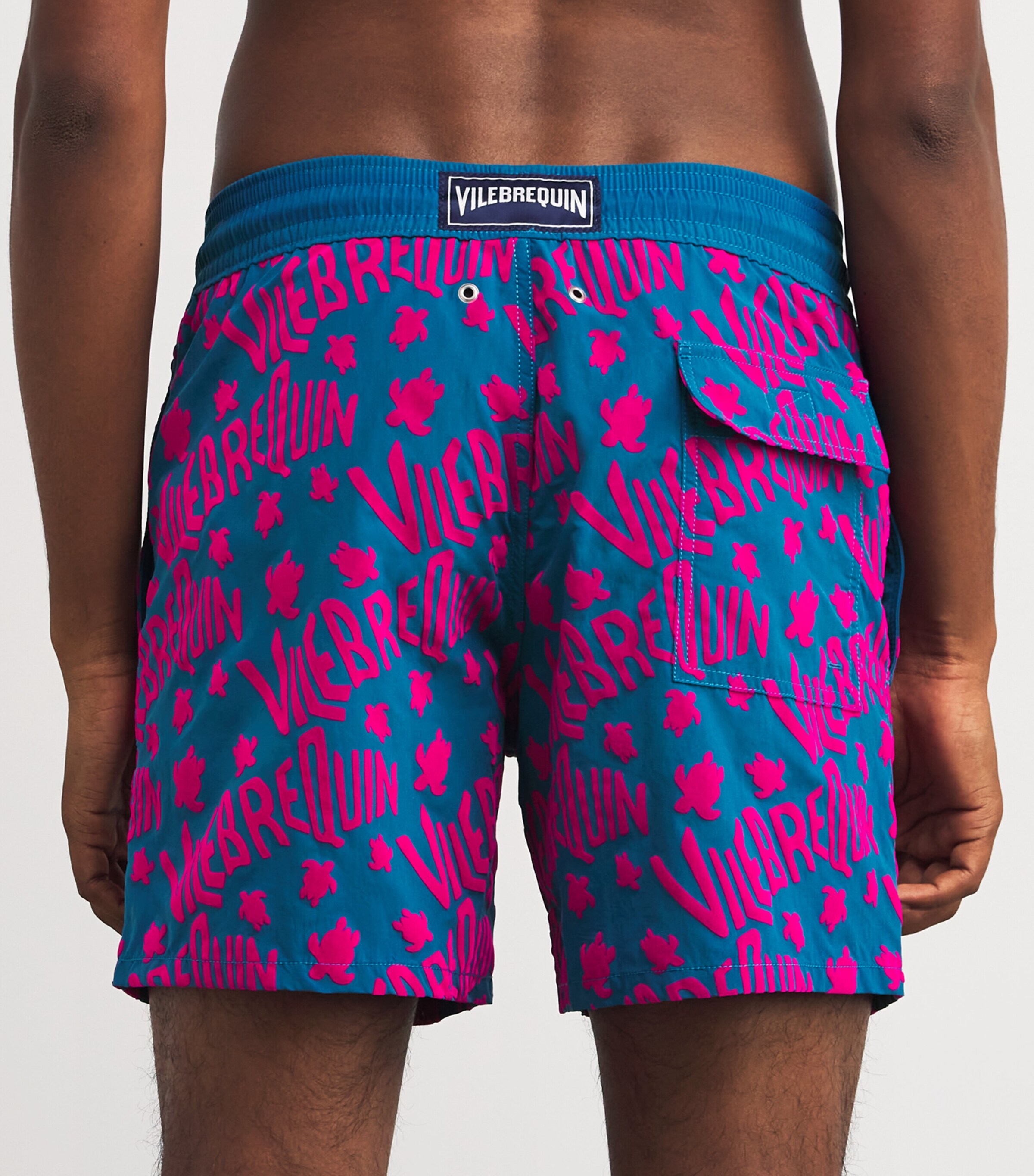 Turtle Logo Print Moorea Swim Shorts 611-PEACOCK Image 4