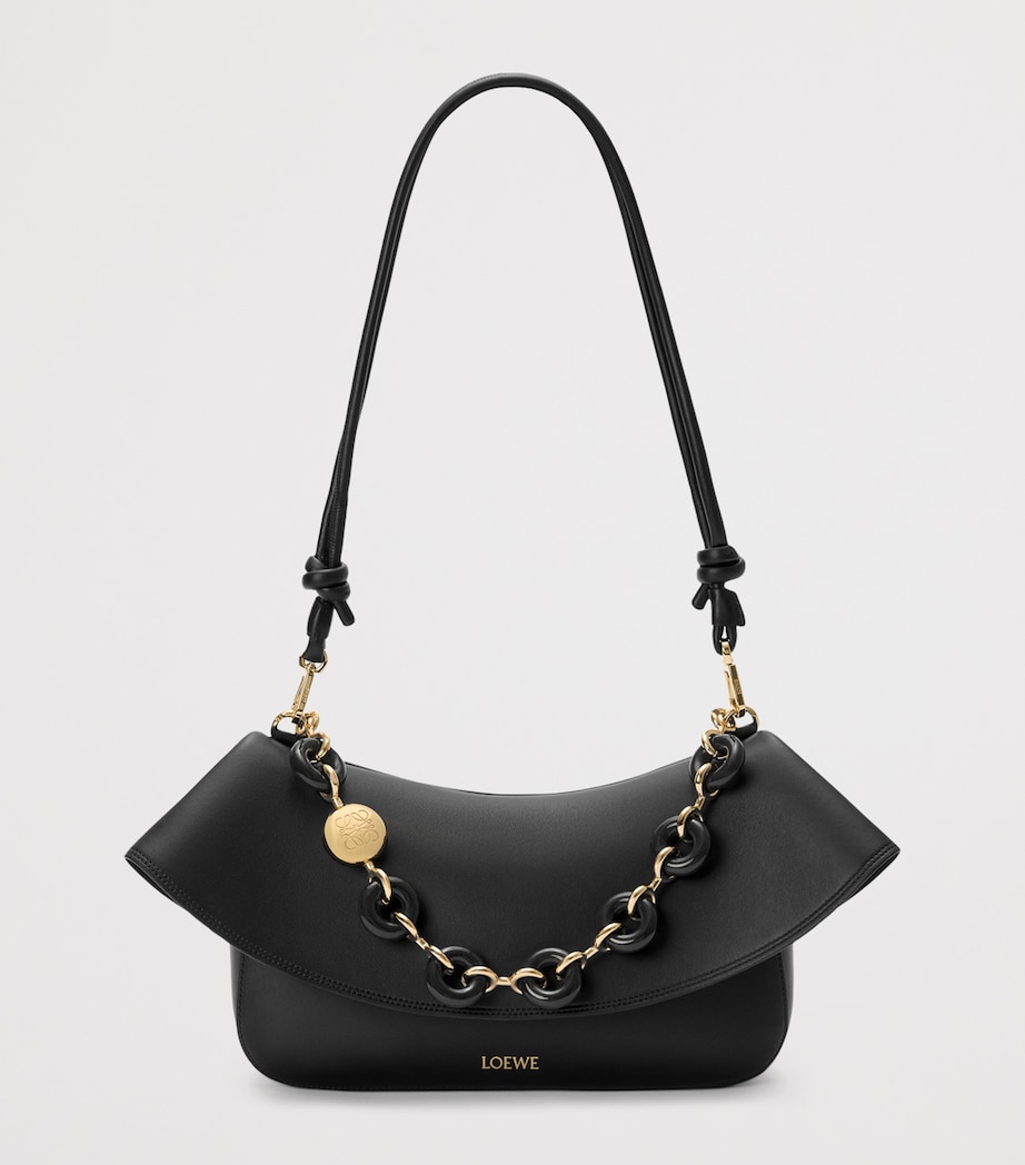 Medium Leather Ola Shoulder Bag BLACK Image 6
