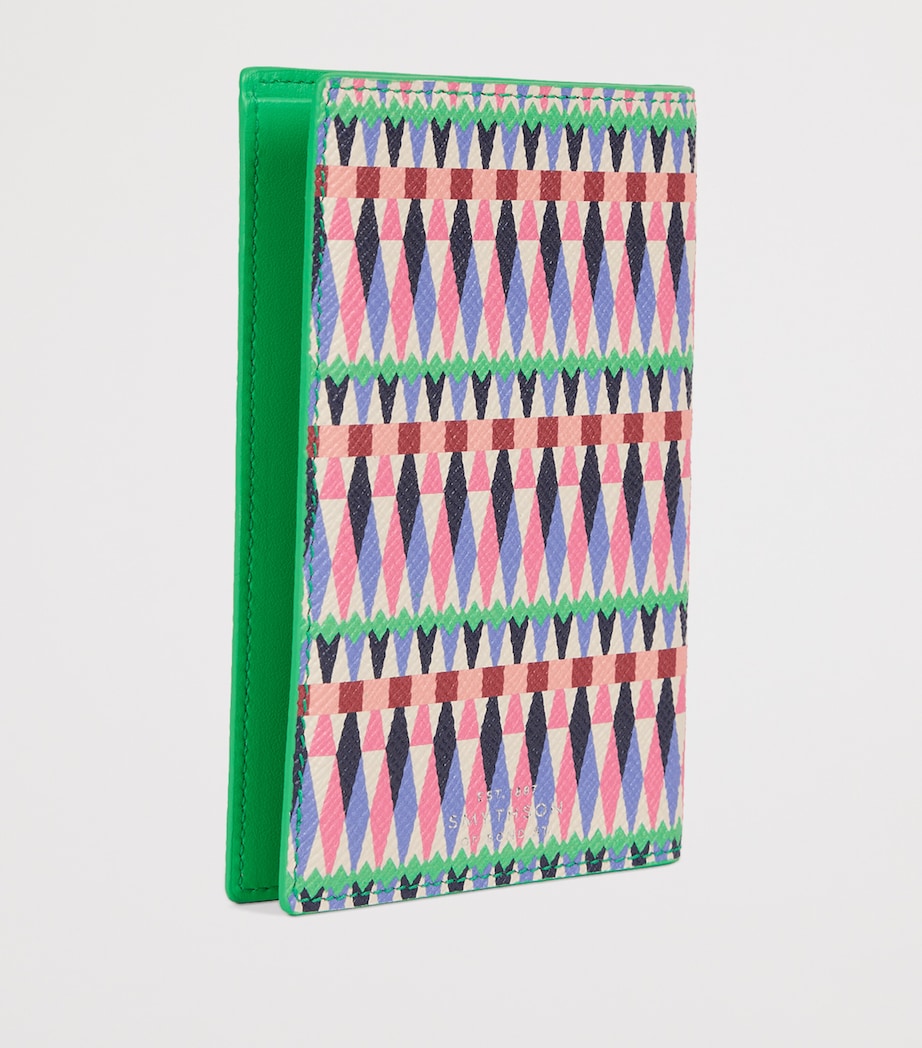 Smythson Leather Harlequin Panama Passport Cover Flamingo Mix Image 3