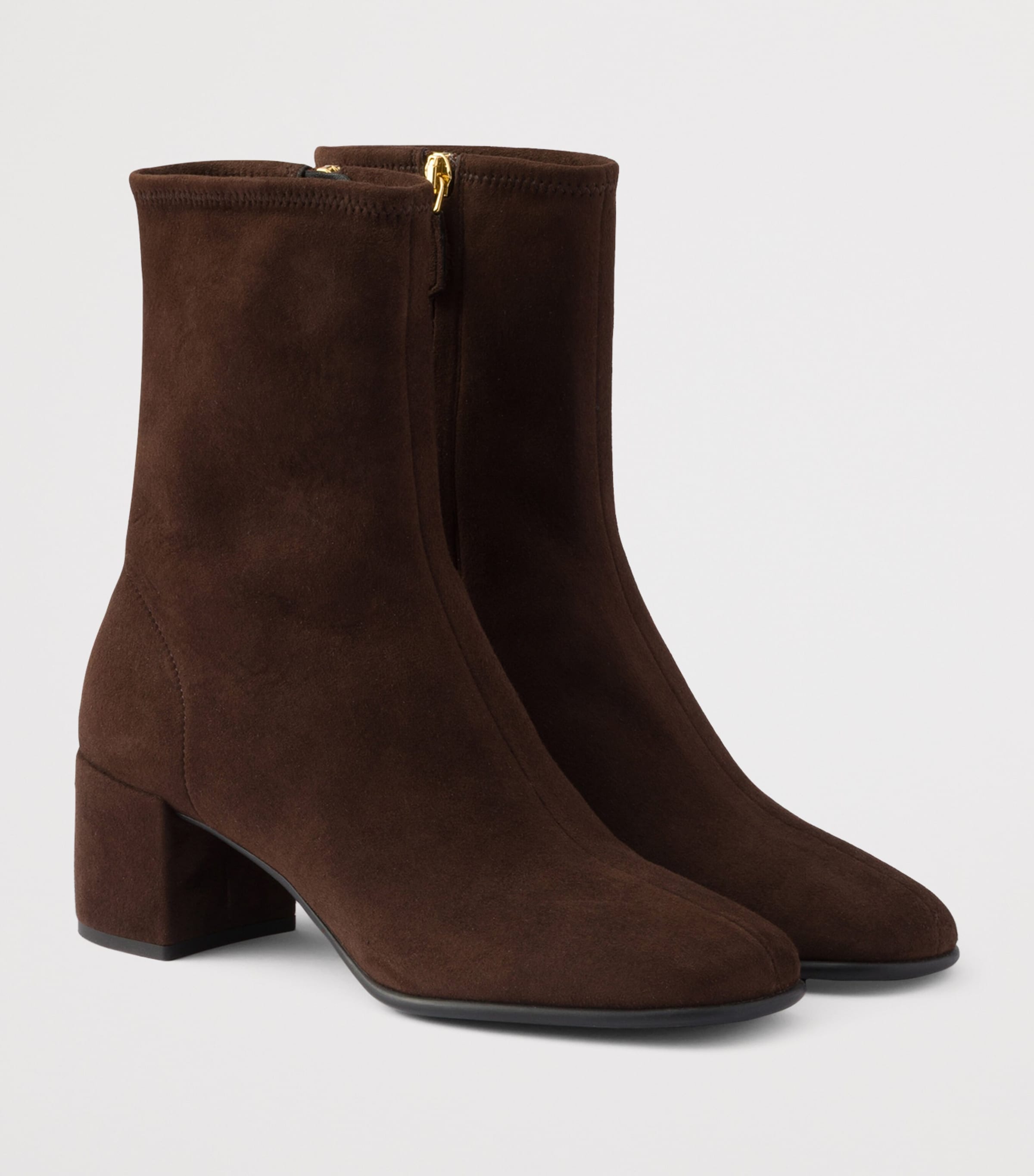 Prada Suede Stretch Booties Ankle Boots 55 Brown Image 2