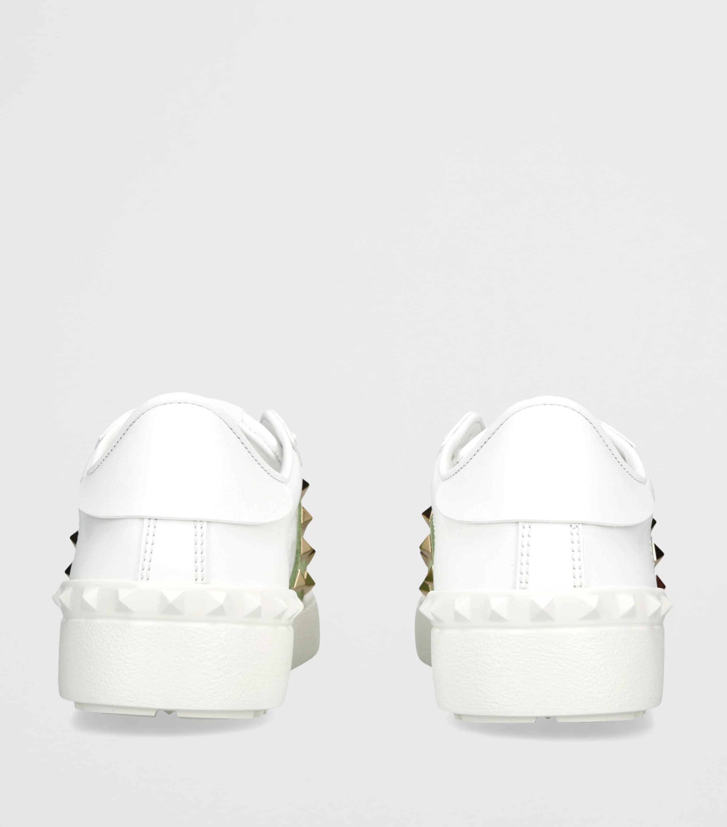 Valentino Garavani Leather Open Rockstud Sneakers Green Oth Image 4