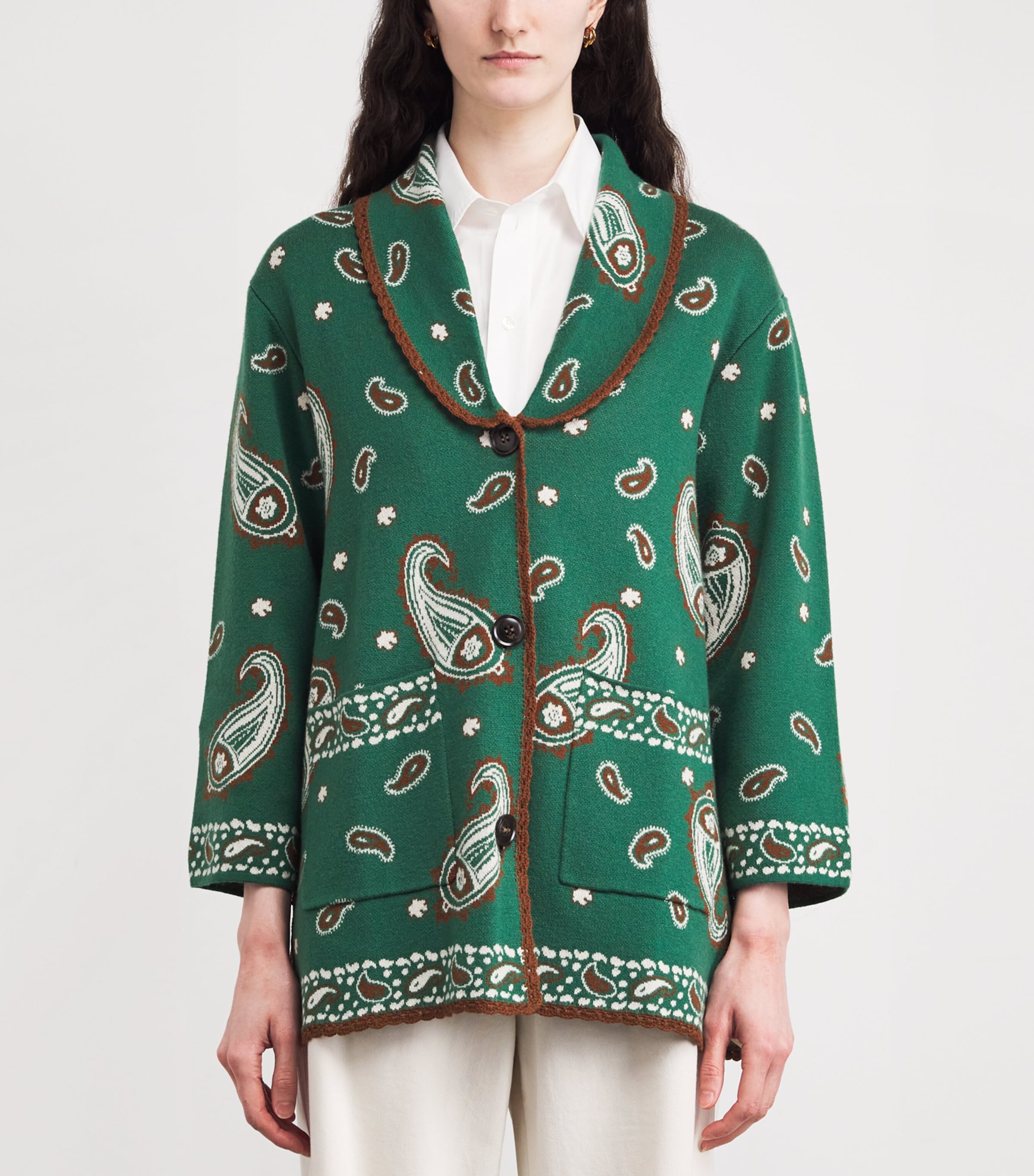 Wool-Blend Paisley Morla Cardigan DAISY PAISLEY GREEN Image 3