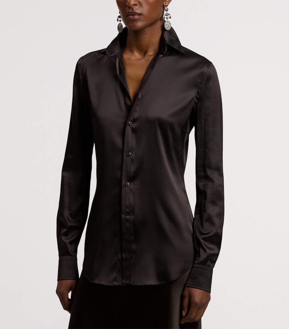 Silk-Blend Cameron Shirt DARK BROWN Image 6