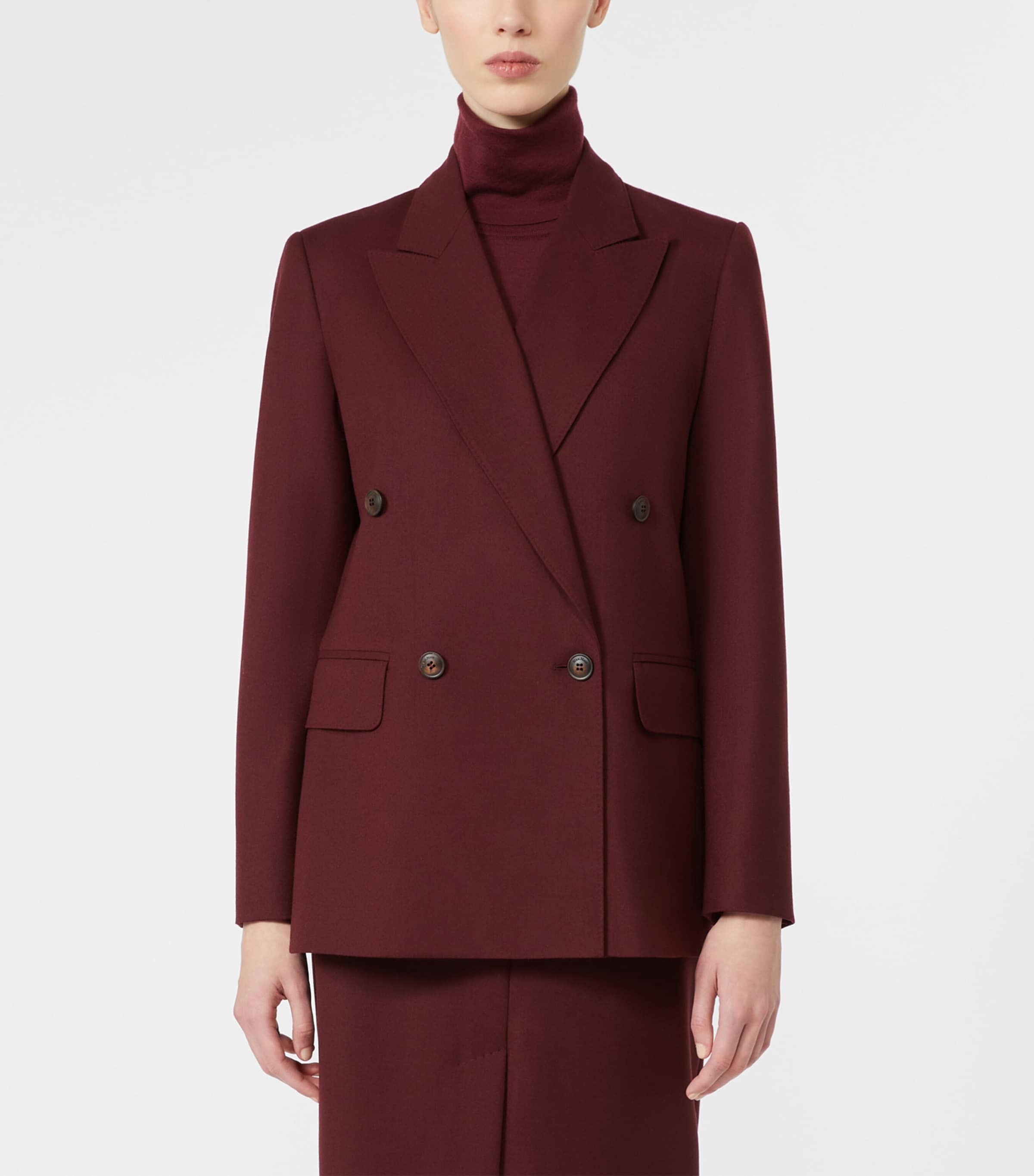 Max Mara Womens Virgin Wool-Blend Blazer Wine Coloured Image 3