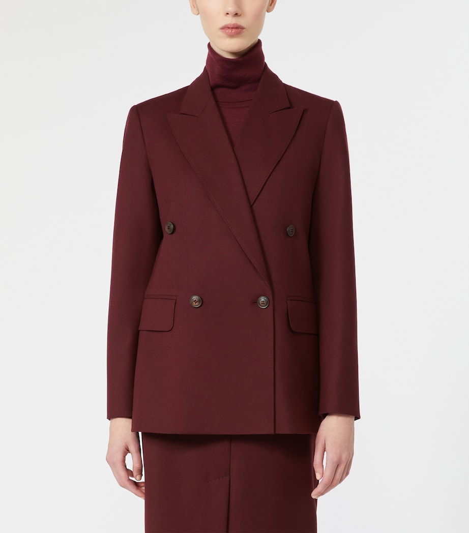 Max Mara Womens Virgin Wool-Blend Blazer Wine Coloured Image 3