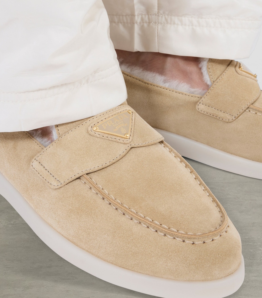 Suede-Shearling Triangle Loafers F0379 Image 2