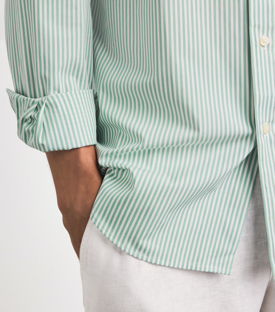 Polo Ralph Lauren Mens Stretch-Cotton Poplin Stripe Shirt Faded Mnt Wht Image 3