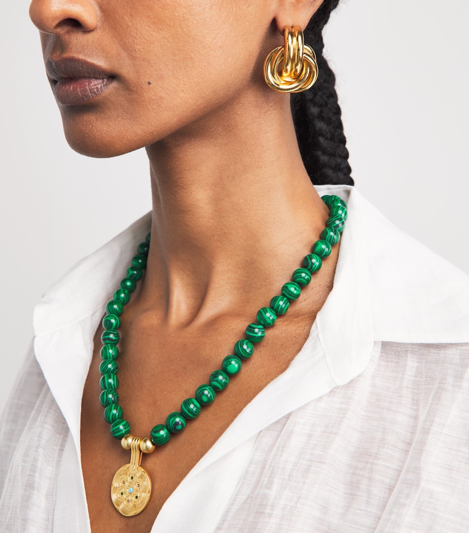 Rixo Gold-Plated Malachite Ischia Necklace Green Image 2