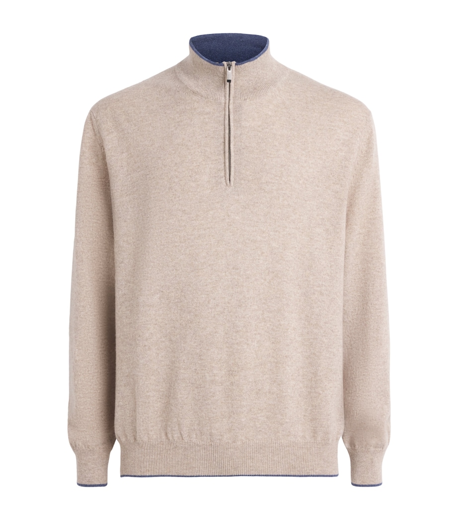 Paul & Shark Mens Cashmere Quarter-Zip Sweater Dove Grey Image 1