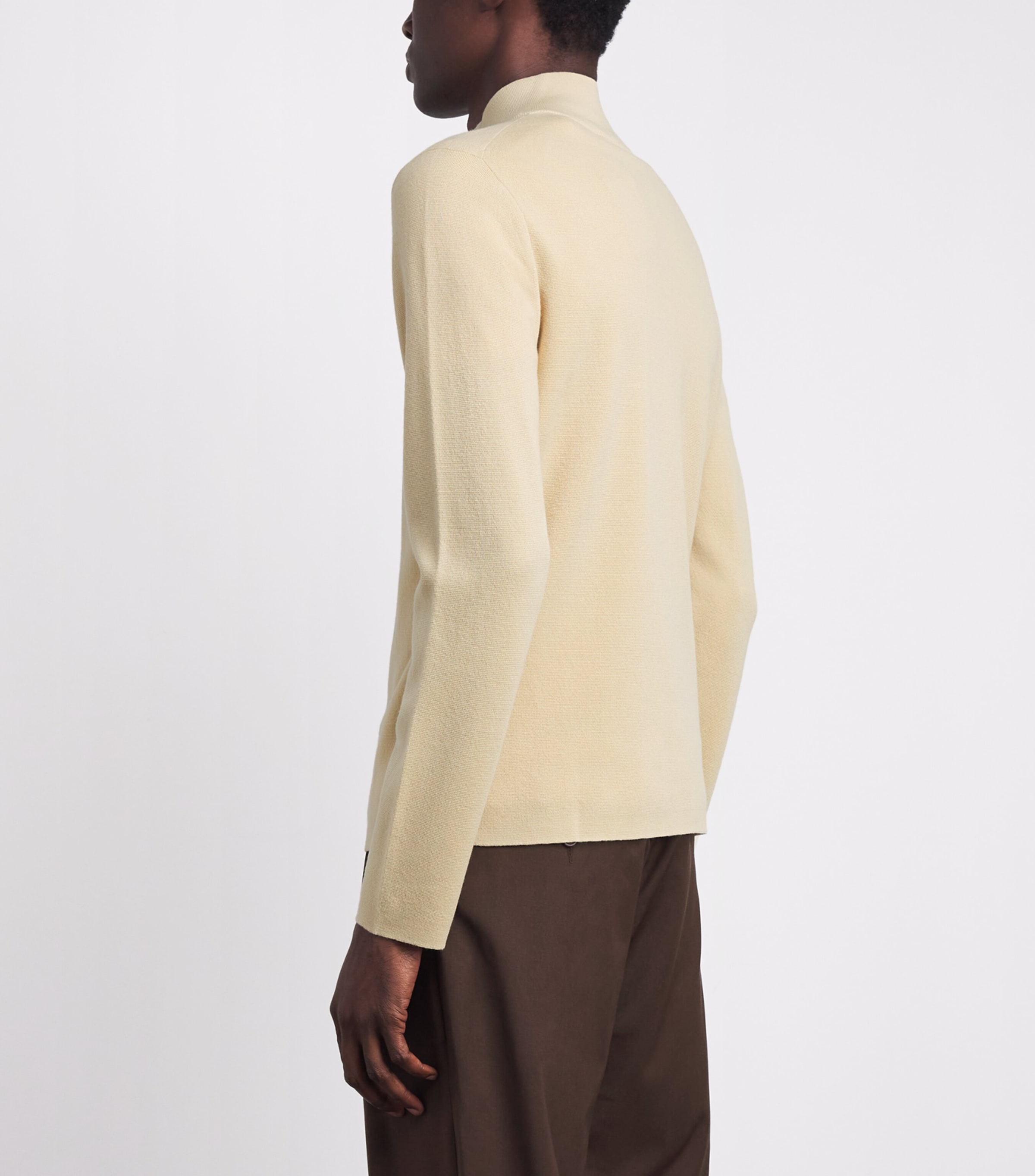 Sandro Paris Mens Wool Half-Zip Sweater Dark Beige Image 5