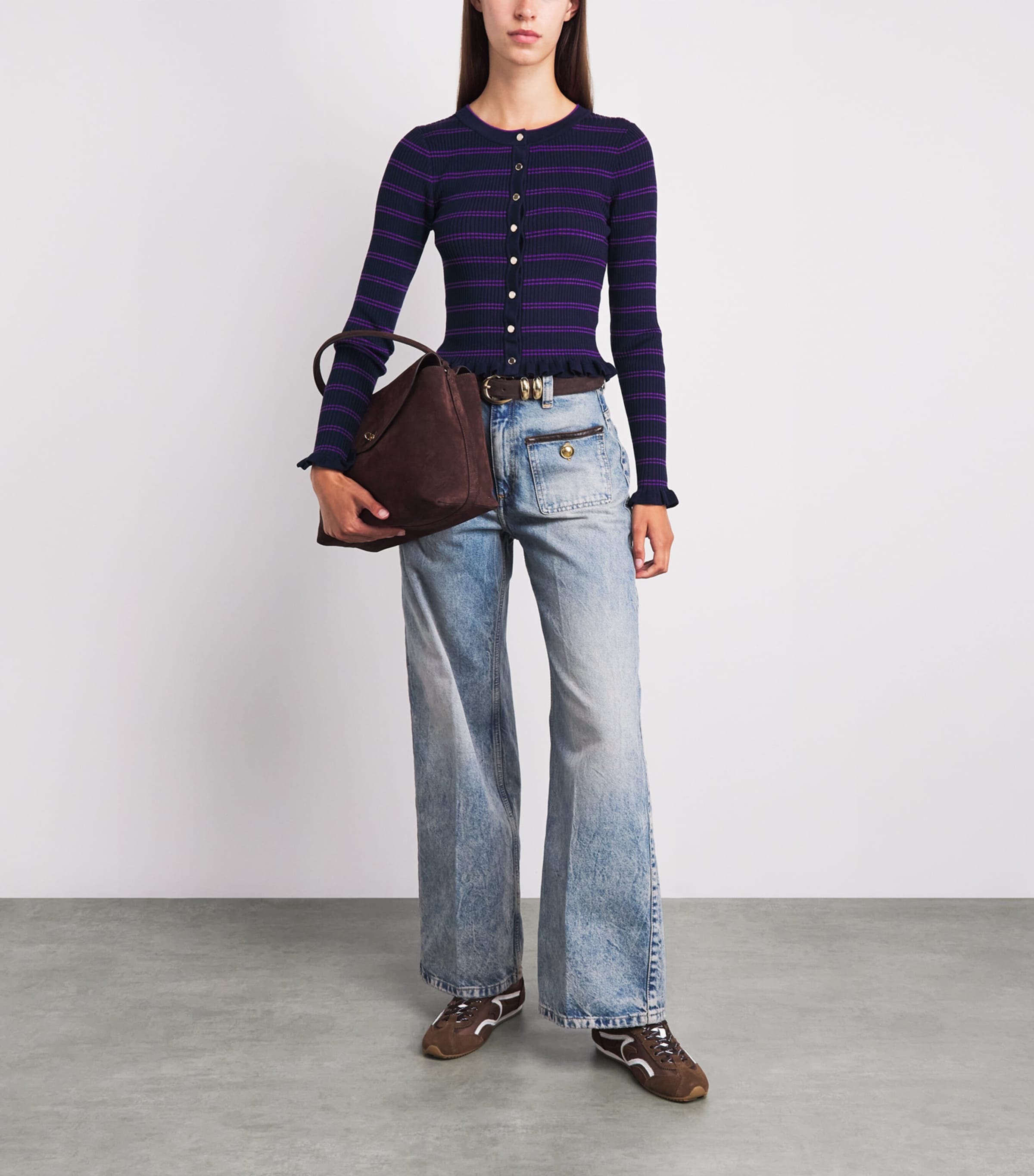 Sandro Paris Suede Buckle Belt Brown Image 4
