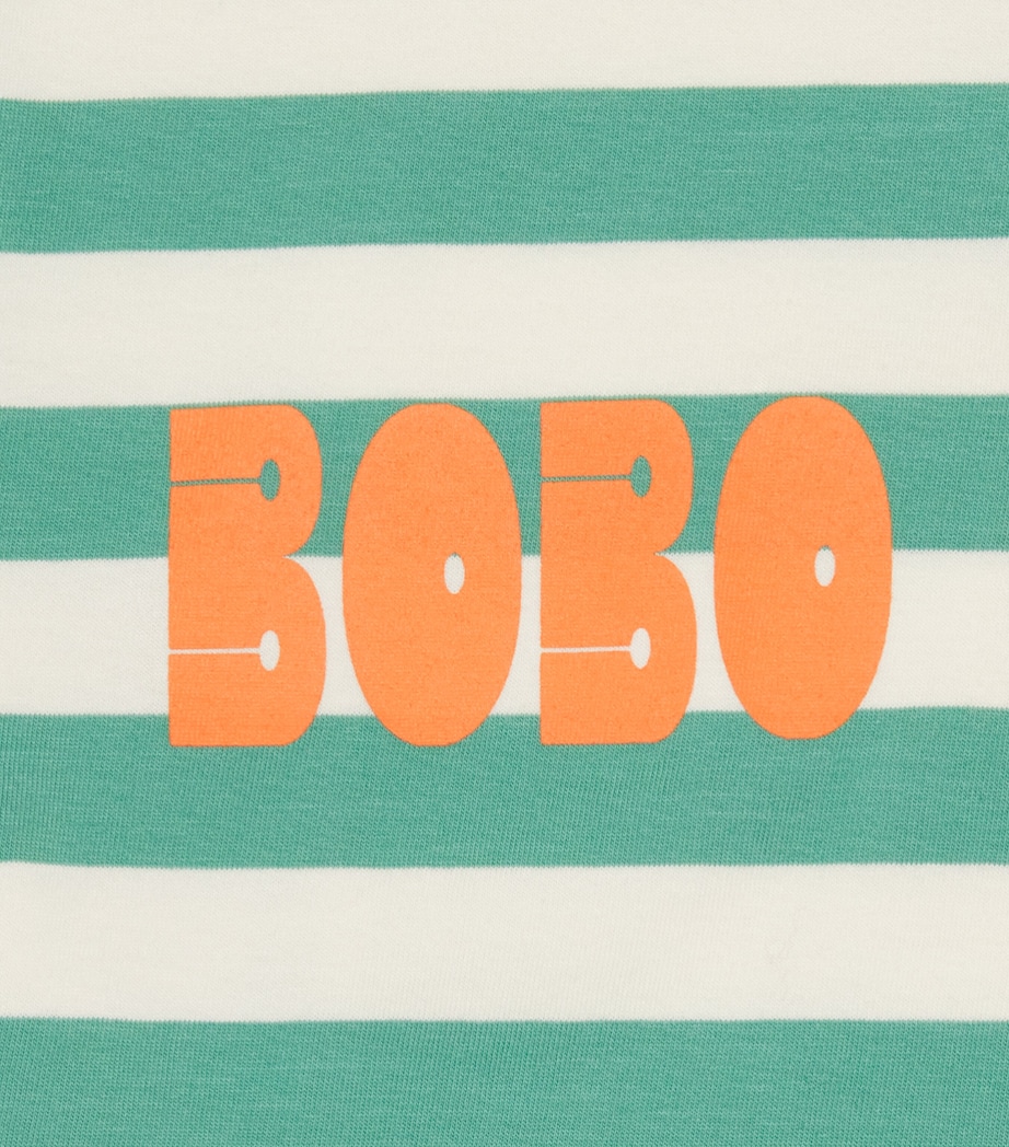 Bobo Choses Cotton Stripe Logo T-Shirt (4-5 Years) Offwhite Image 3