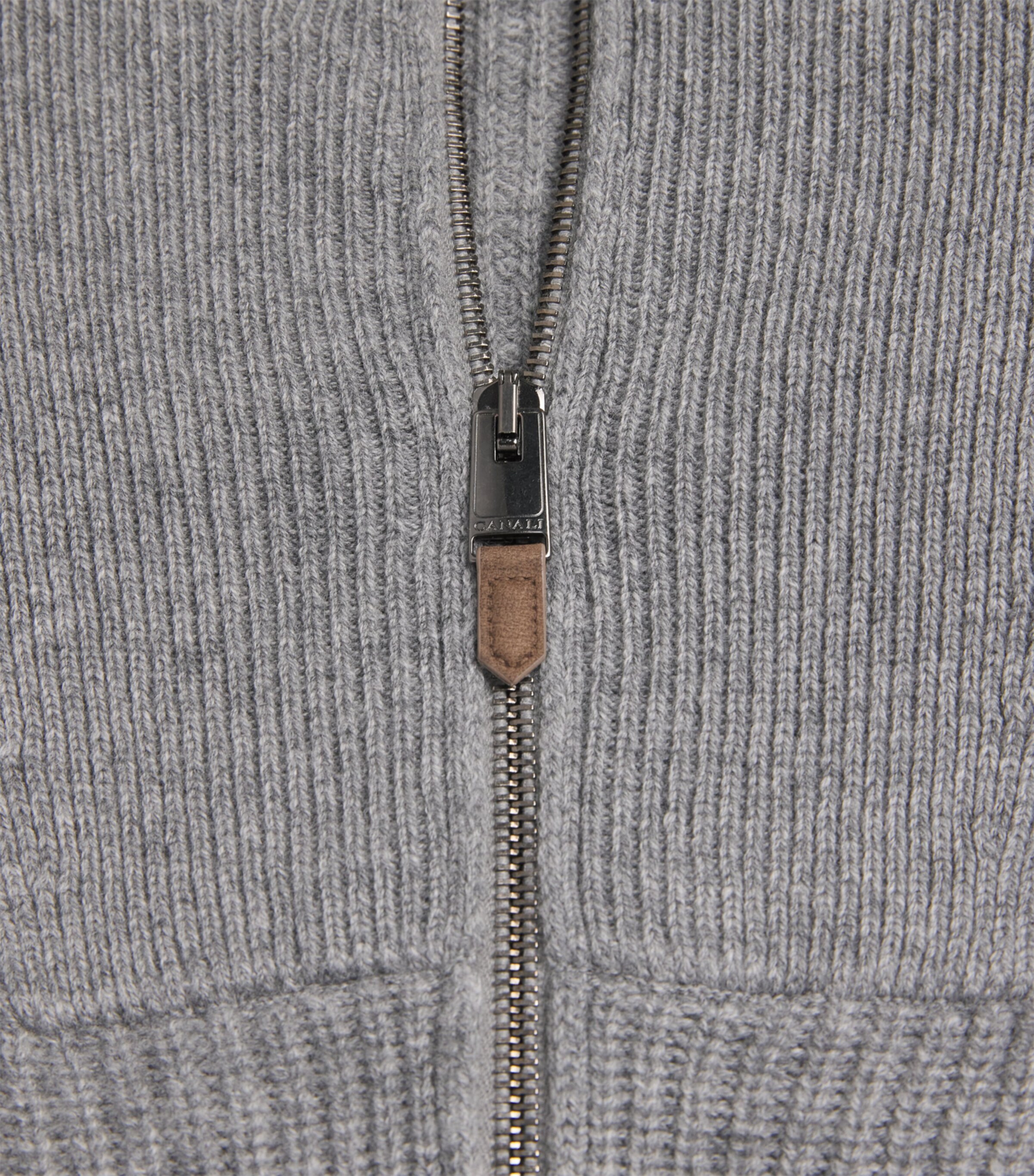 Canali Mens Wool-Cashmere High-Neck Zip-Up Cardigan Grey Image 6