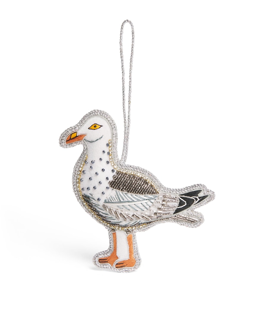 Tinker Tailor Beaded Seagull Tree Decoration White & Silver Image 1