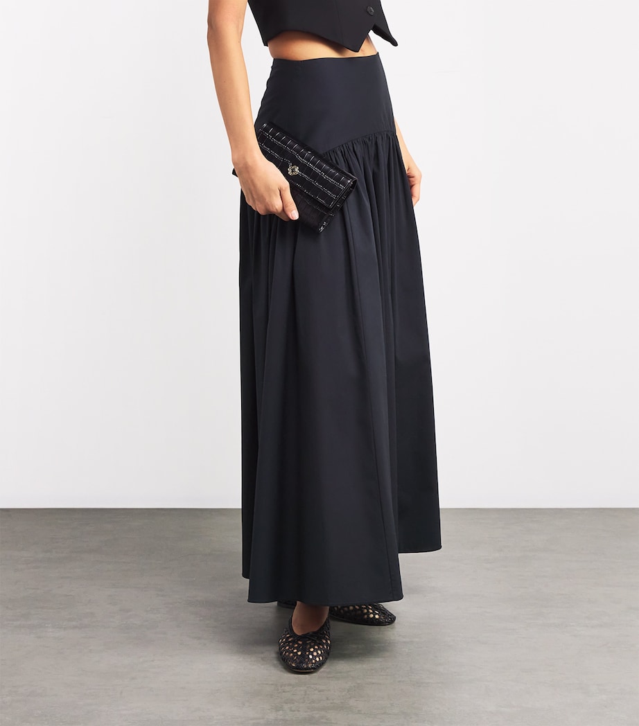 Maje Croc-Embossed Leather Chain Wallet Black Image 5