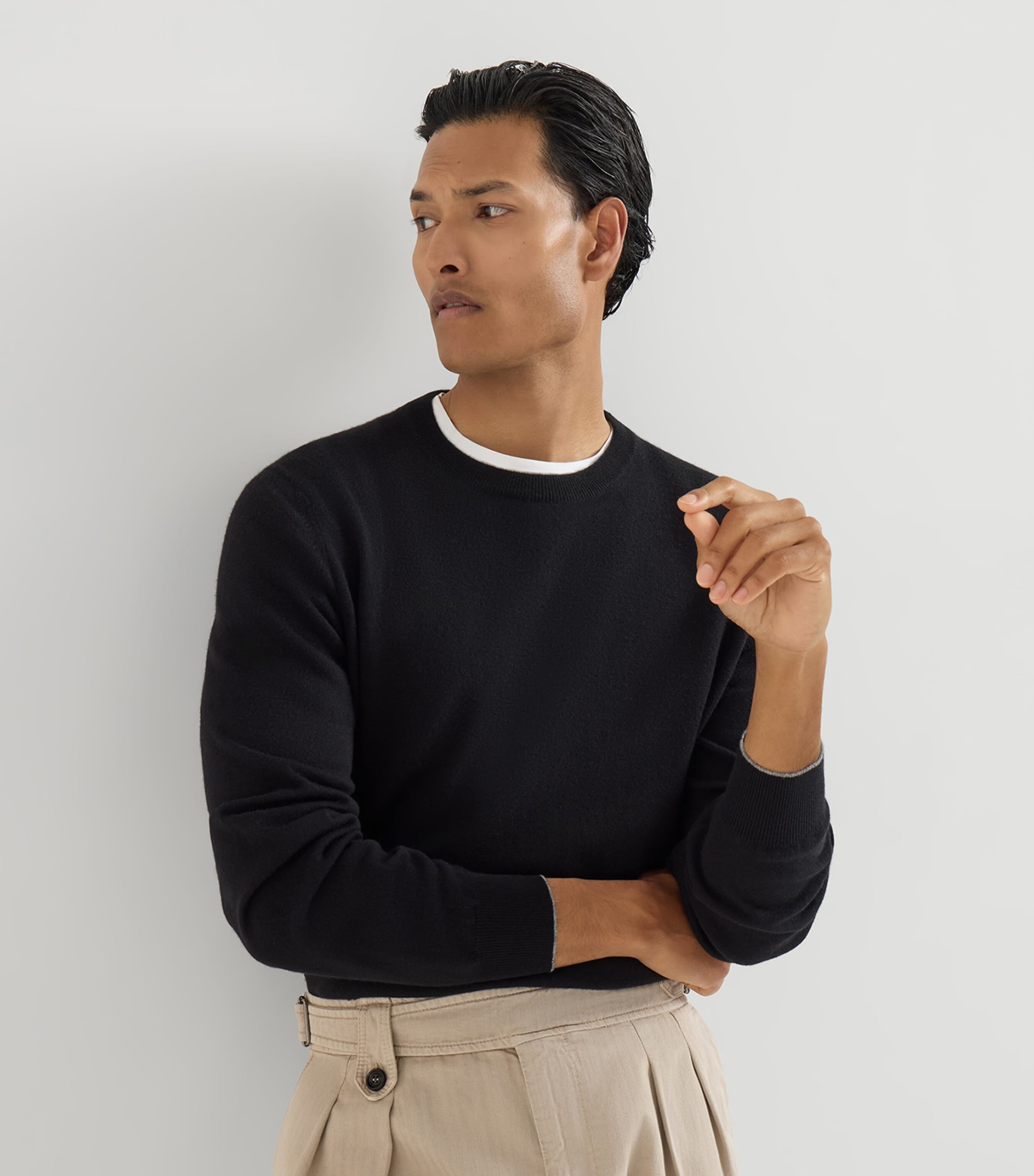 Brunello Cucinelli Mens Cashmere Crew-Neck Sweatshirt Image 4