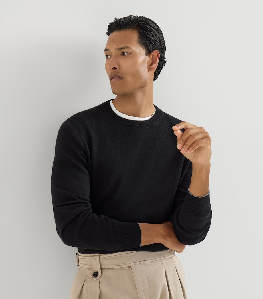 Brunello Cucinelli Mens Cashmere Crew-Neck Sweatshirt Image 4