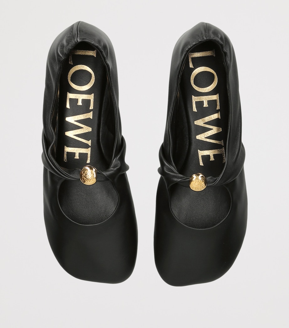LOEWE Womens Leather Pebble Soft Ballet Flats Black Image 4