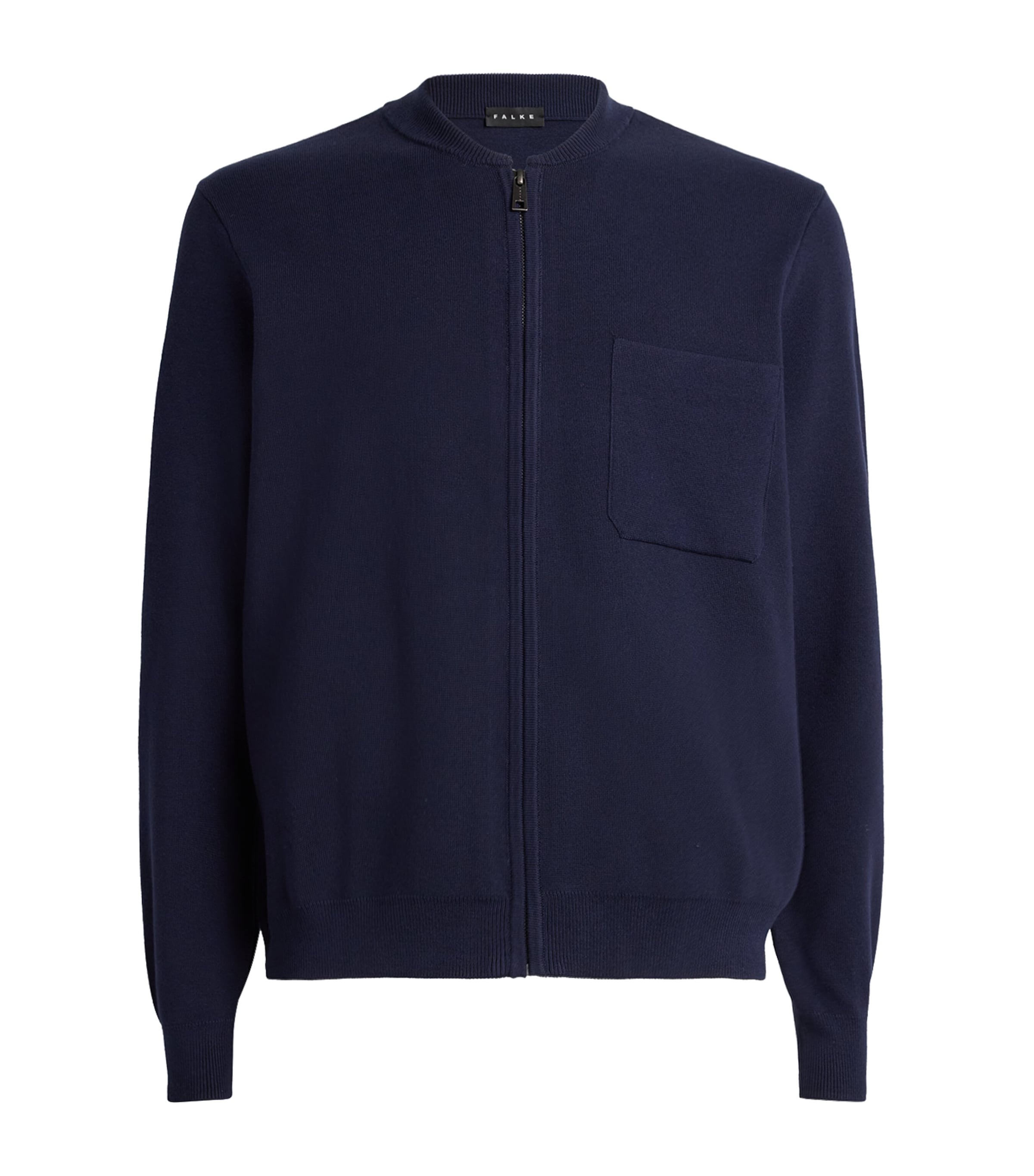 Falke Mens Organic Cotton Zip-Up Sweater Night Sky Image 1