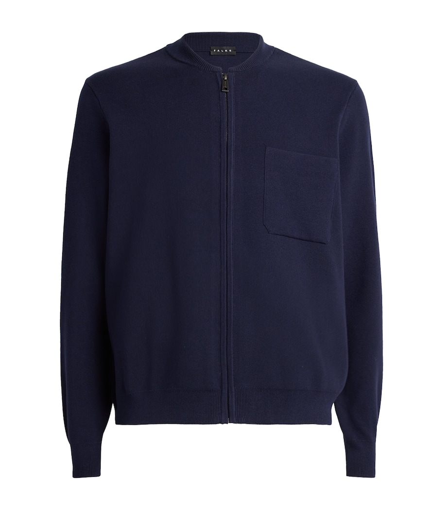 Falke Mens Organic Cotton Zip-Up Sweater Night Sky Image 1