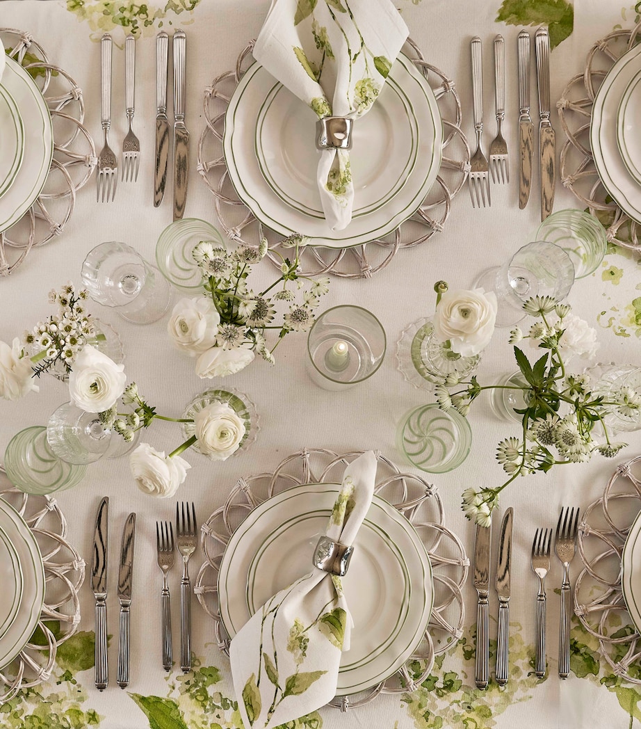 x Mary-Clare The Hydrangea Tablecloth (235cm x 335cm) WHITE/ GREEN Image 2