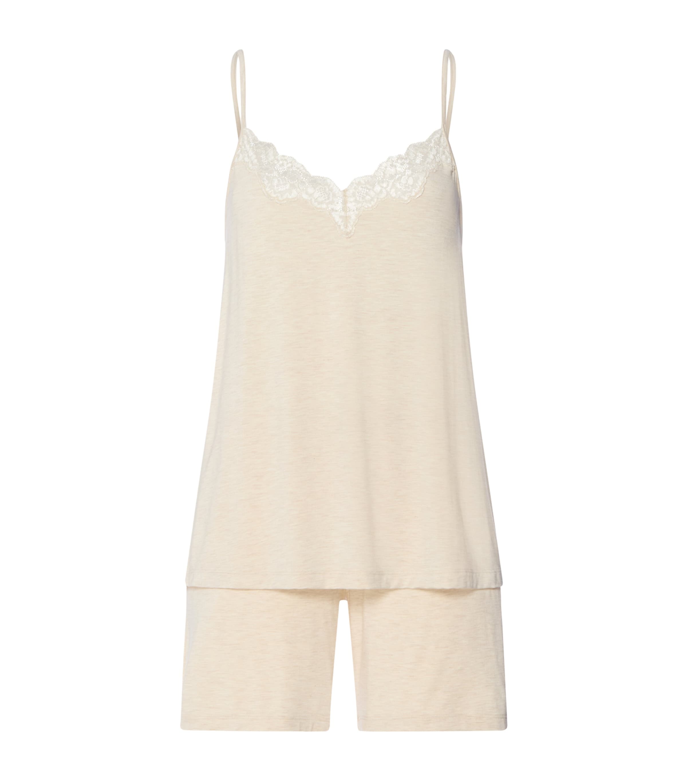 Hanro Womens Natural Elegance Short Pyjama Set Summer Sand Melange Image 1