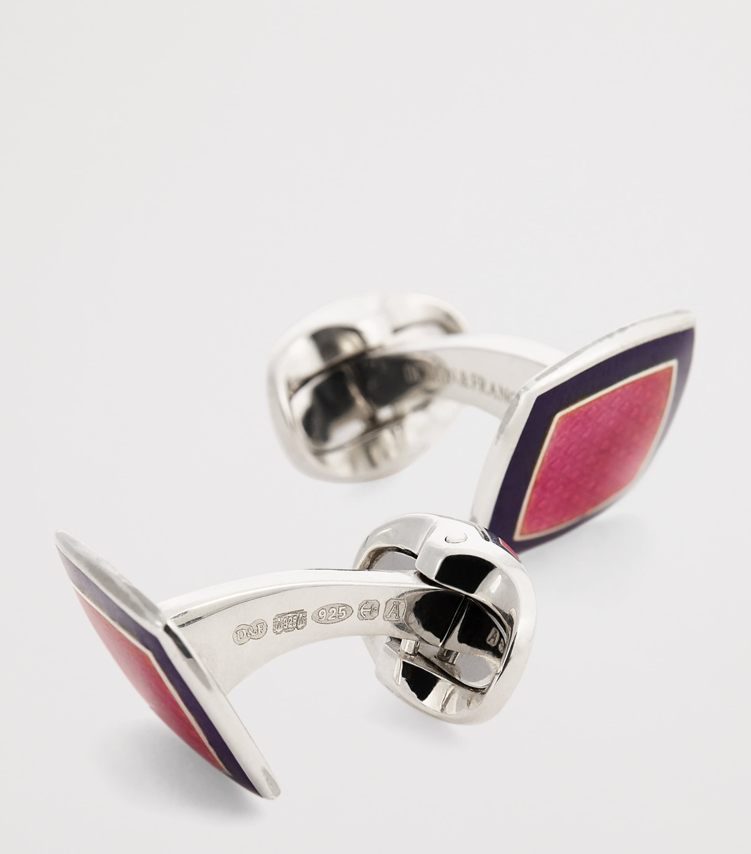 Sterling Silver and Enamel Cufflinks PINK Image 6
