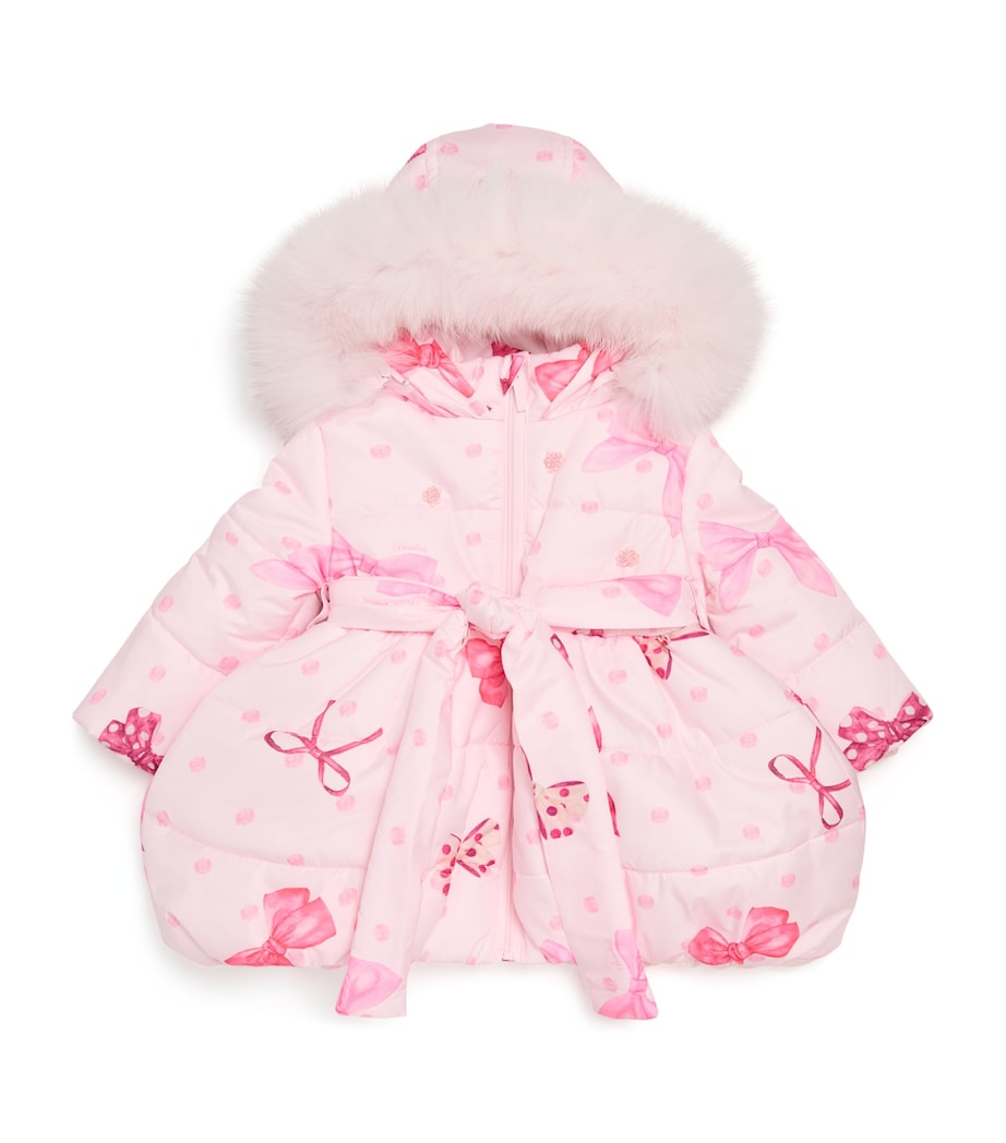 Fox Fur-Trim Printed Padded Coat (3-24 Months) ROSA Image 1