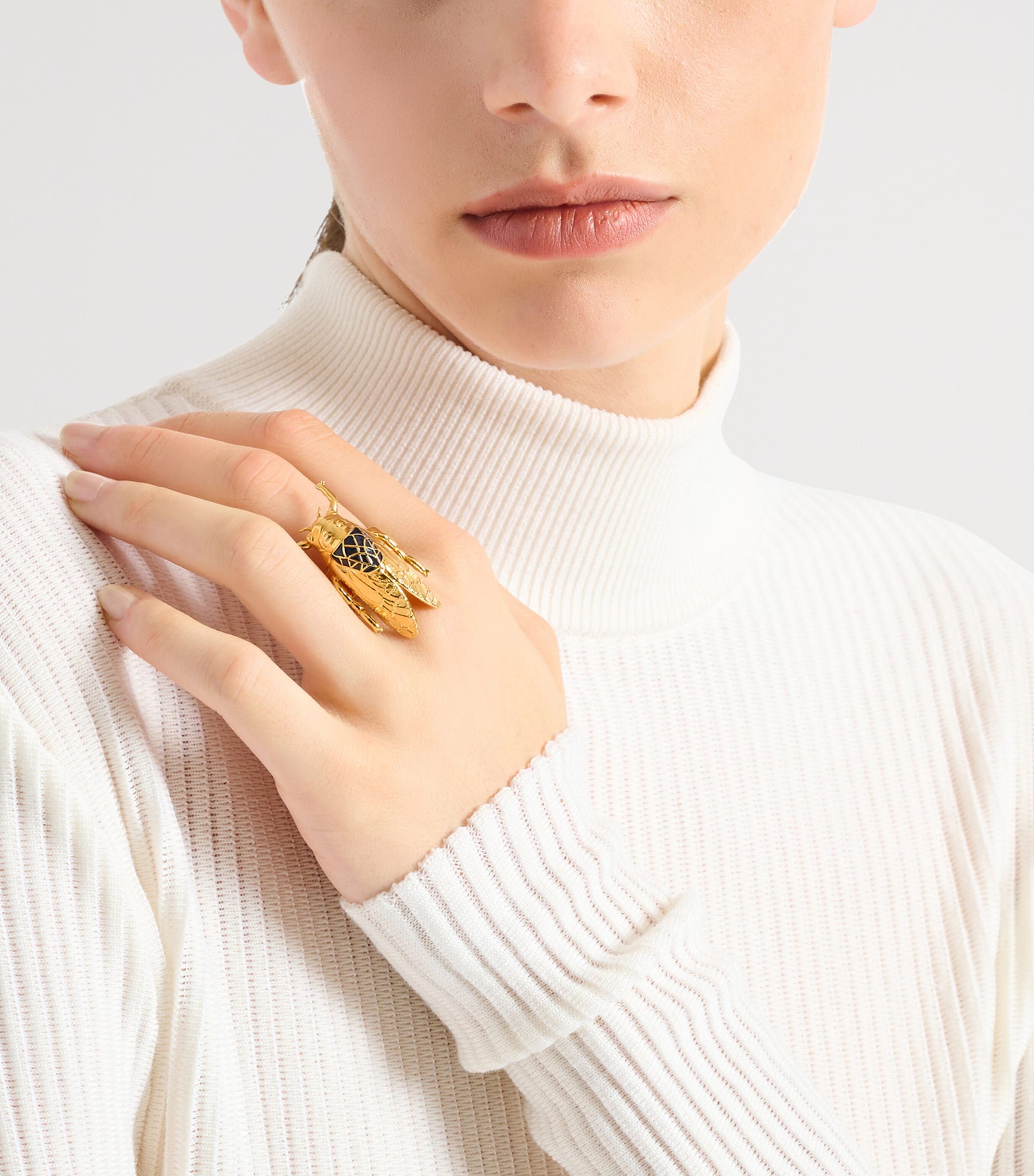 Balmain Gold-Tone Enamelled Insect Ring Bleu/oro Image 3