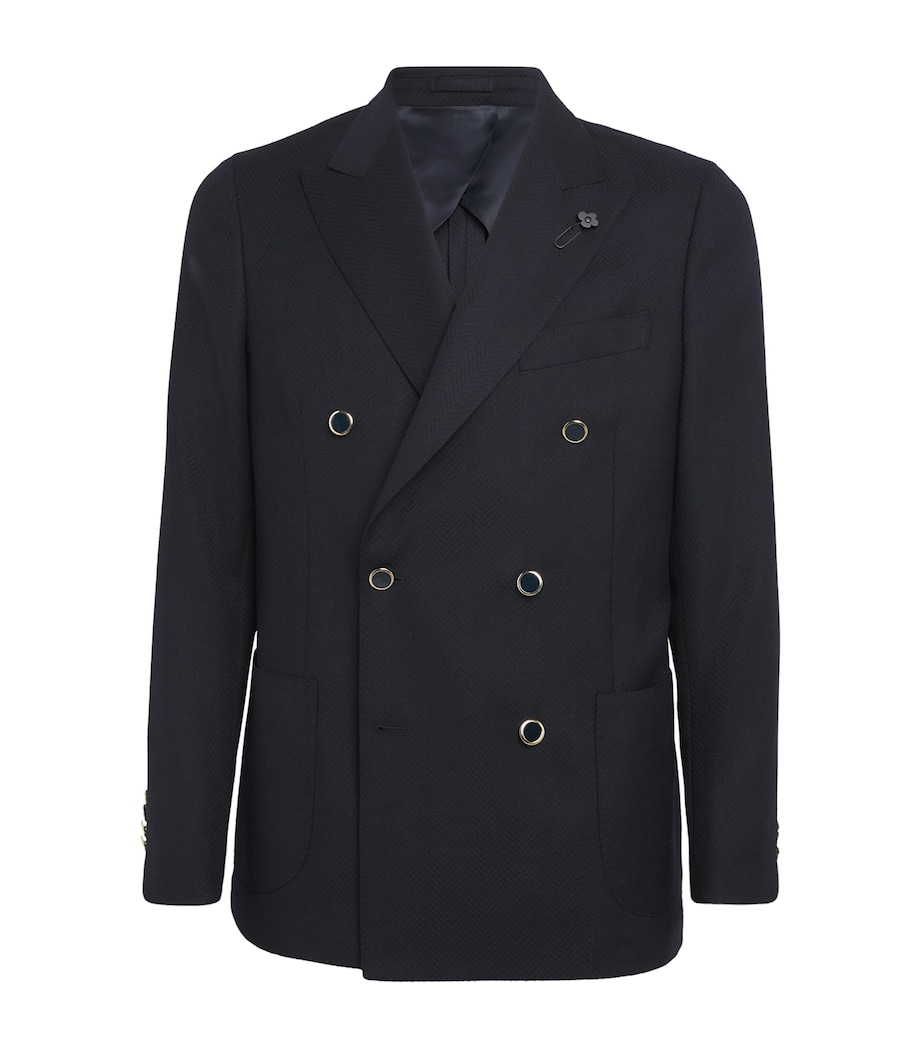 Wool Double-Breasted Blazer 860 NAVY Image 1