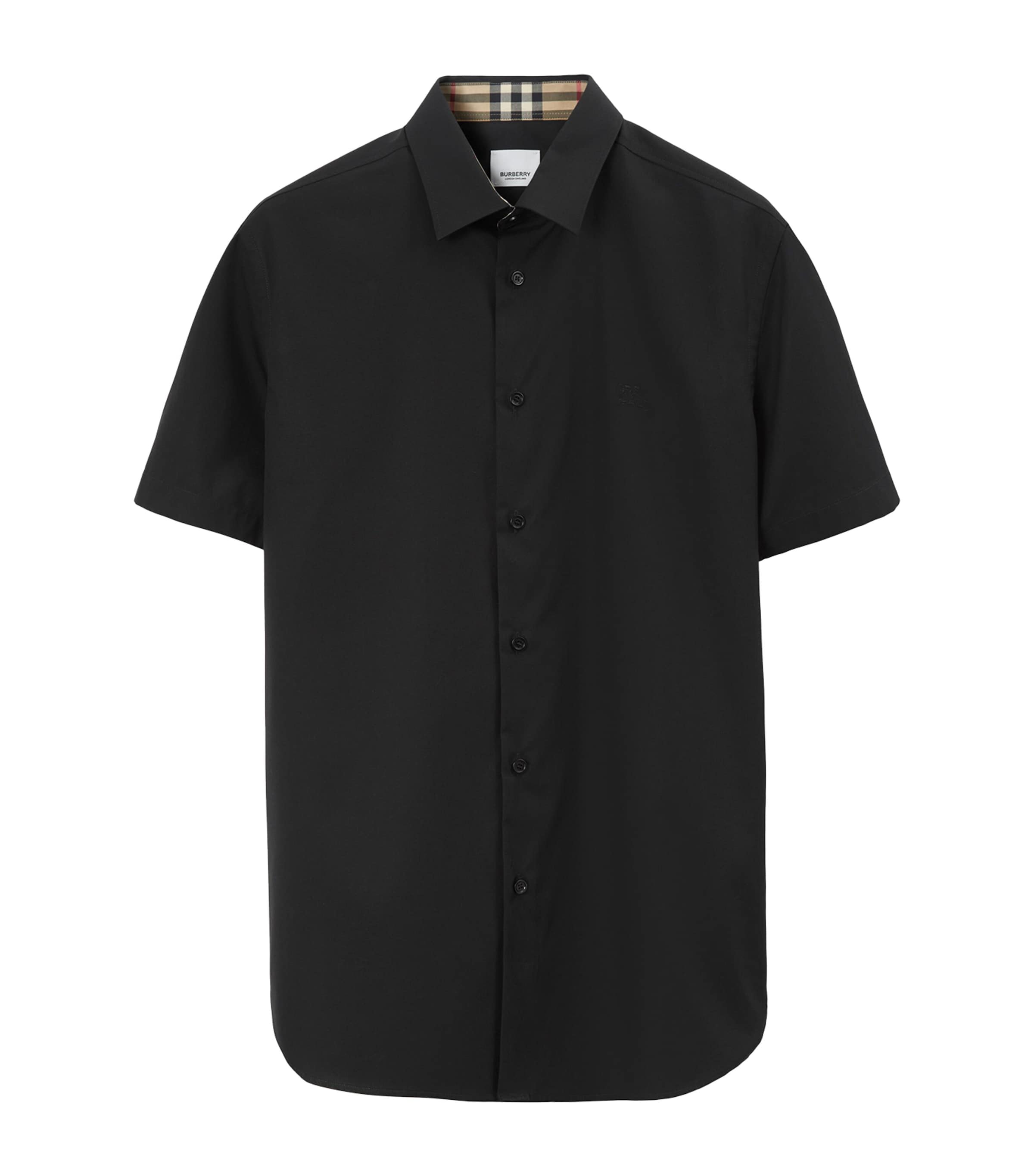 Stretch Cotton Short-Sleeve Shirt BLACK Image 1