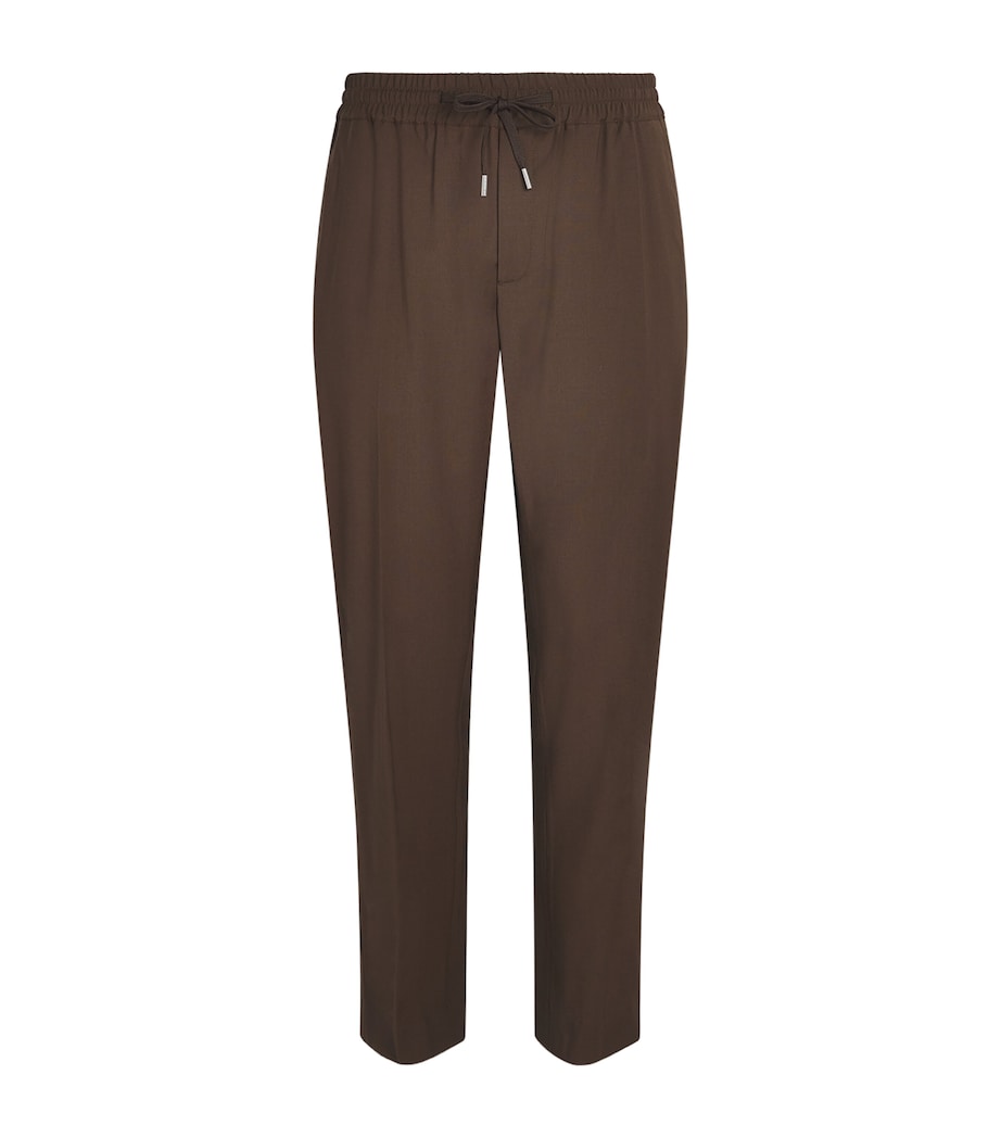 Sandro Paris Mens Wool-Blend Drawstring Trousers Tabac Fonce Image 1