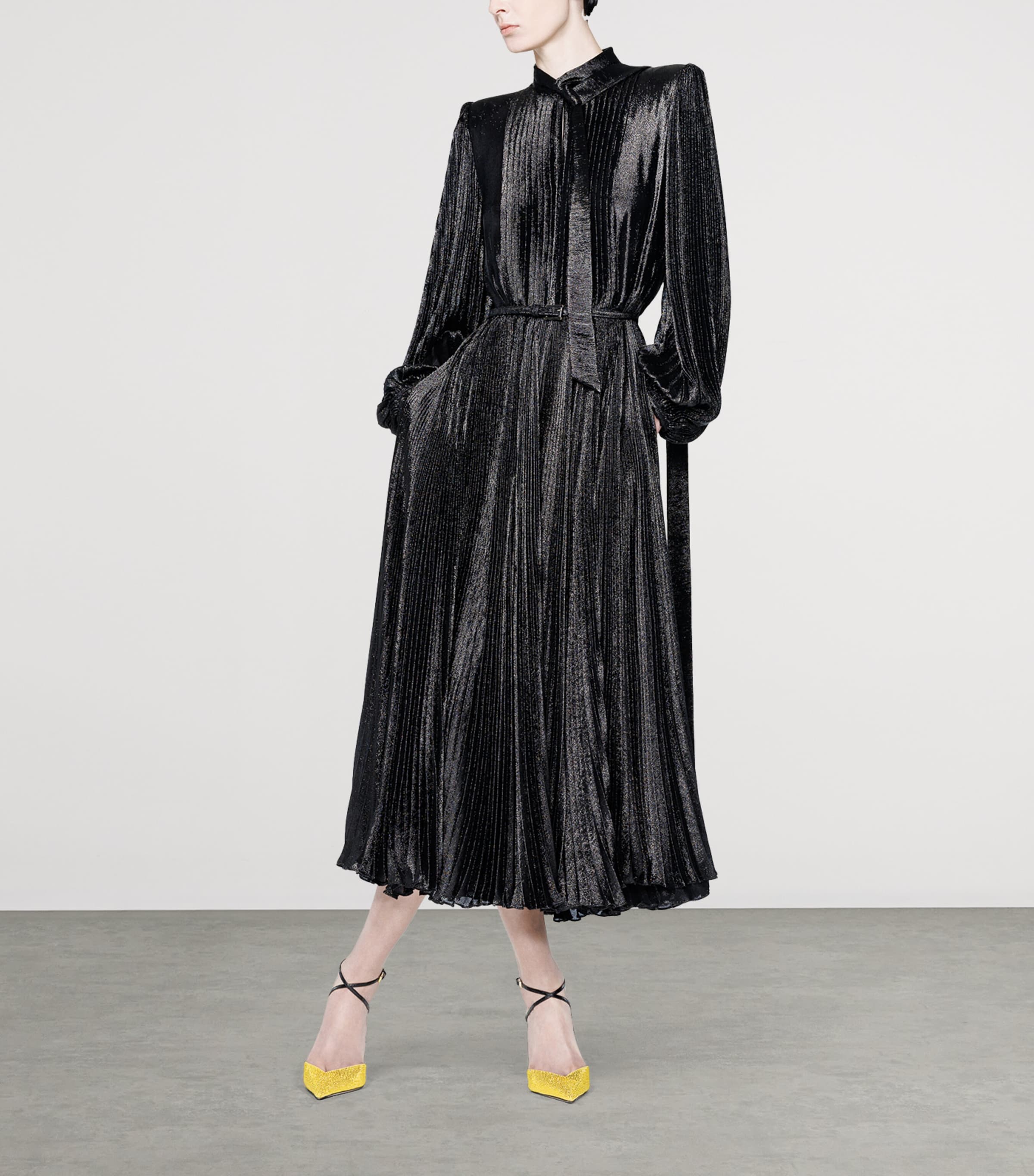 TOM FORD Womens Silk Charmeuse Lurex Midi Dress Naa Image 2
